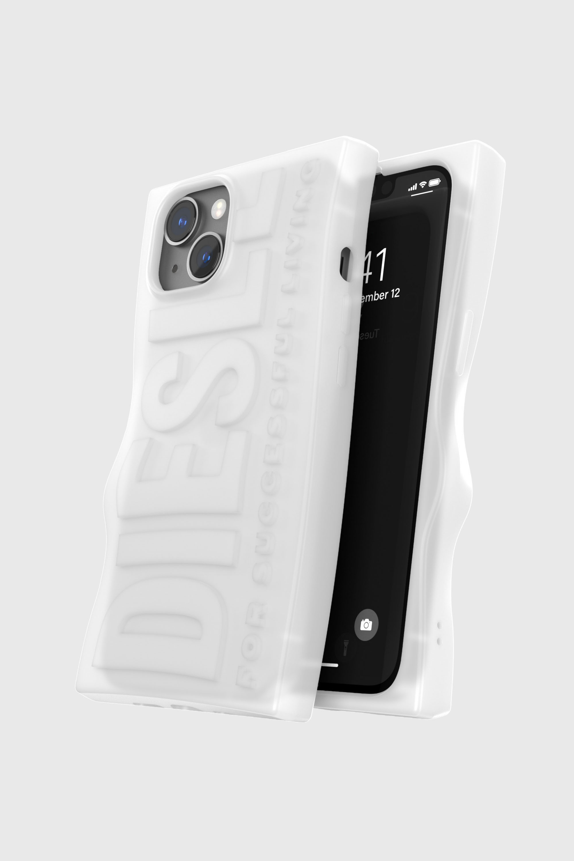 Diesel - 54122 MOULDED CASE, Unisex's D By case iPhone 13/iPhone 14 in White - 4