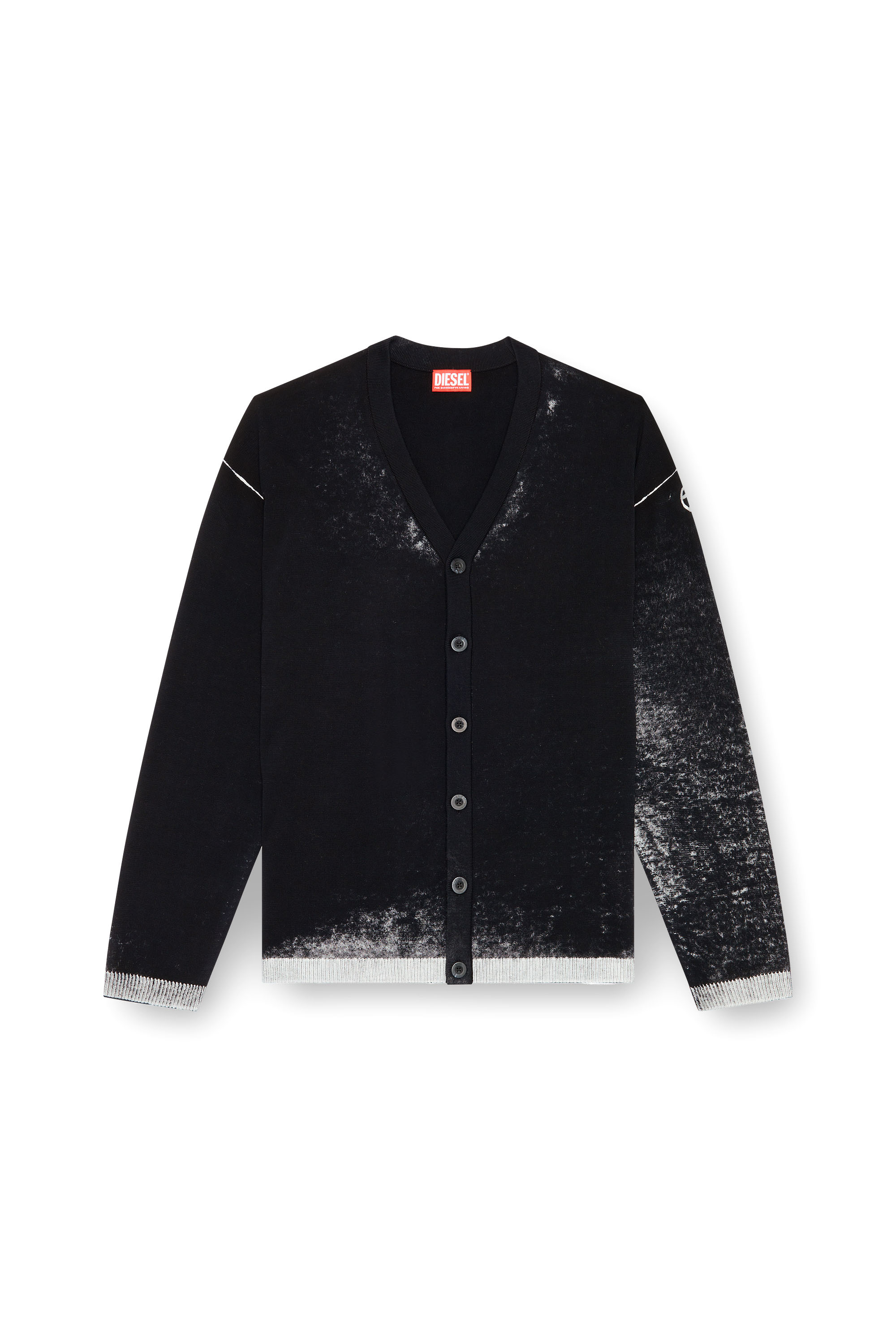 Diesel - K-LARENCE-CARDIGAN-B, Man's Reverse-print cotton cardigan in Black - 3