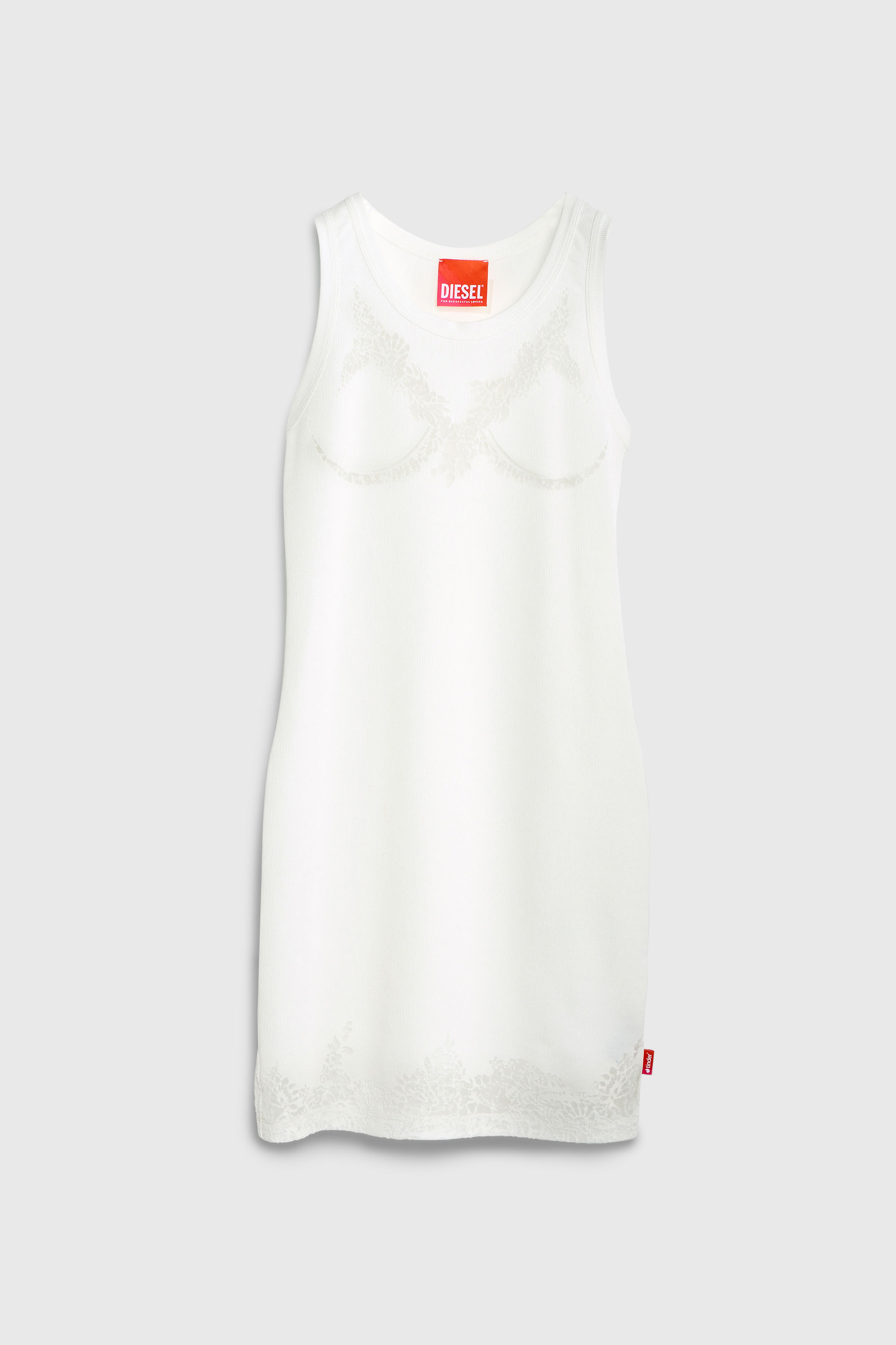 Diesel - PR-D-ANKI-LACE-R, Woman's Mini tank dress with devor&eacute; lace effect in White - 1