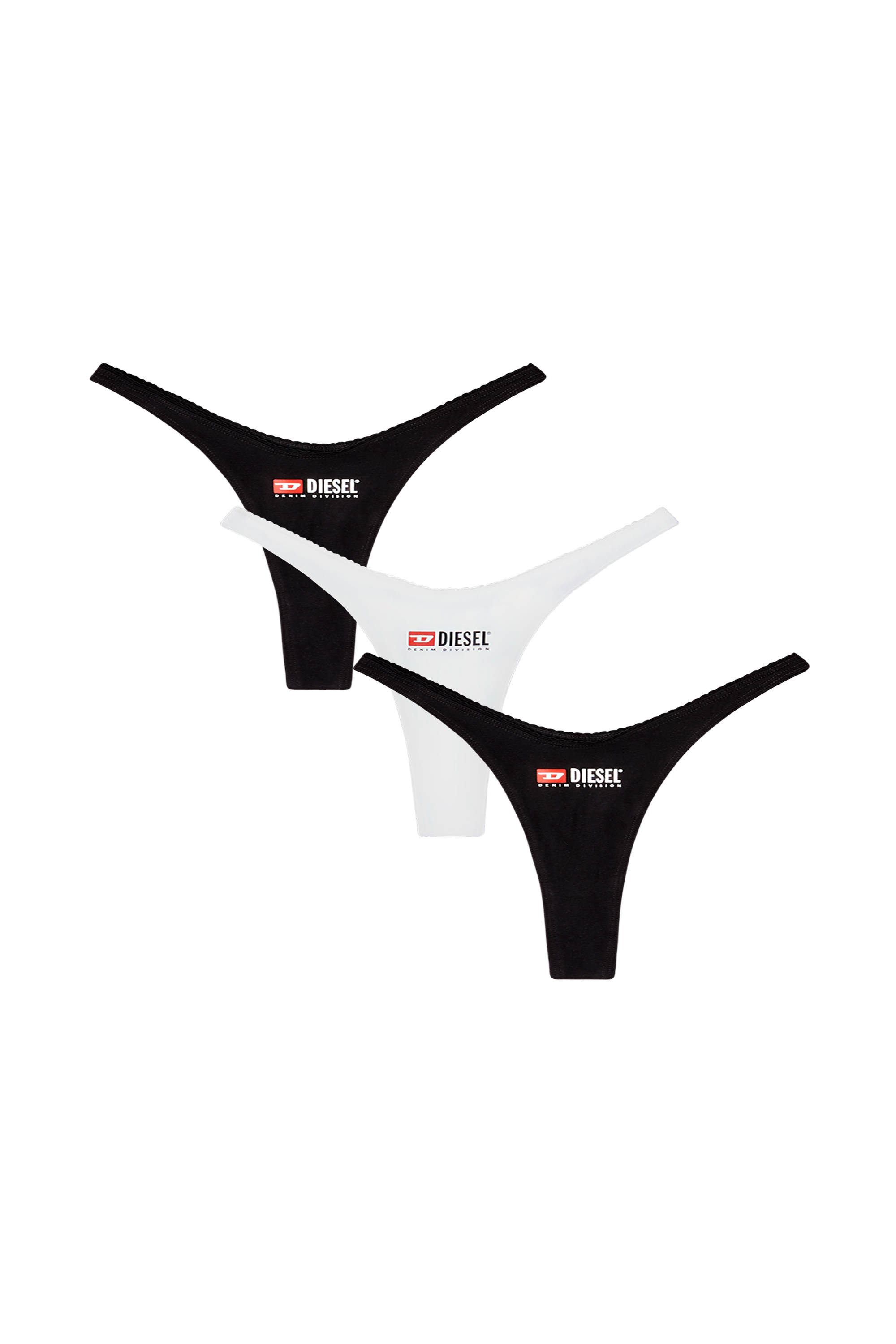 Diesel - MICRO-PUNCHY-D-CORE-3PACK, Woman's 3-pack of stretch cotton thongs with logo in Black - 2