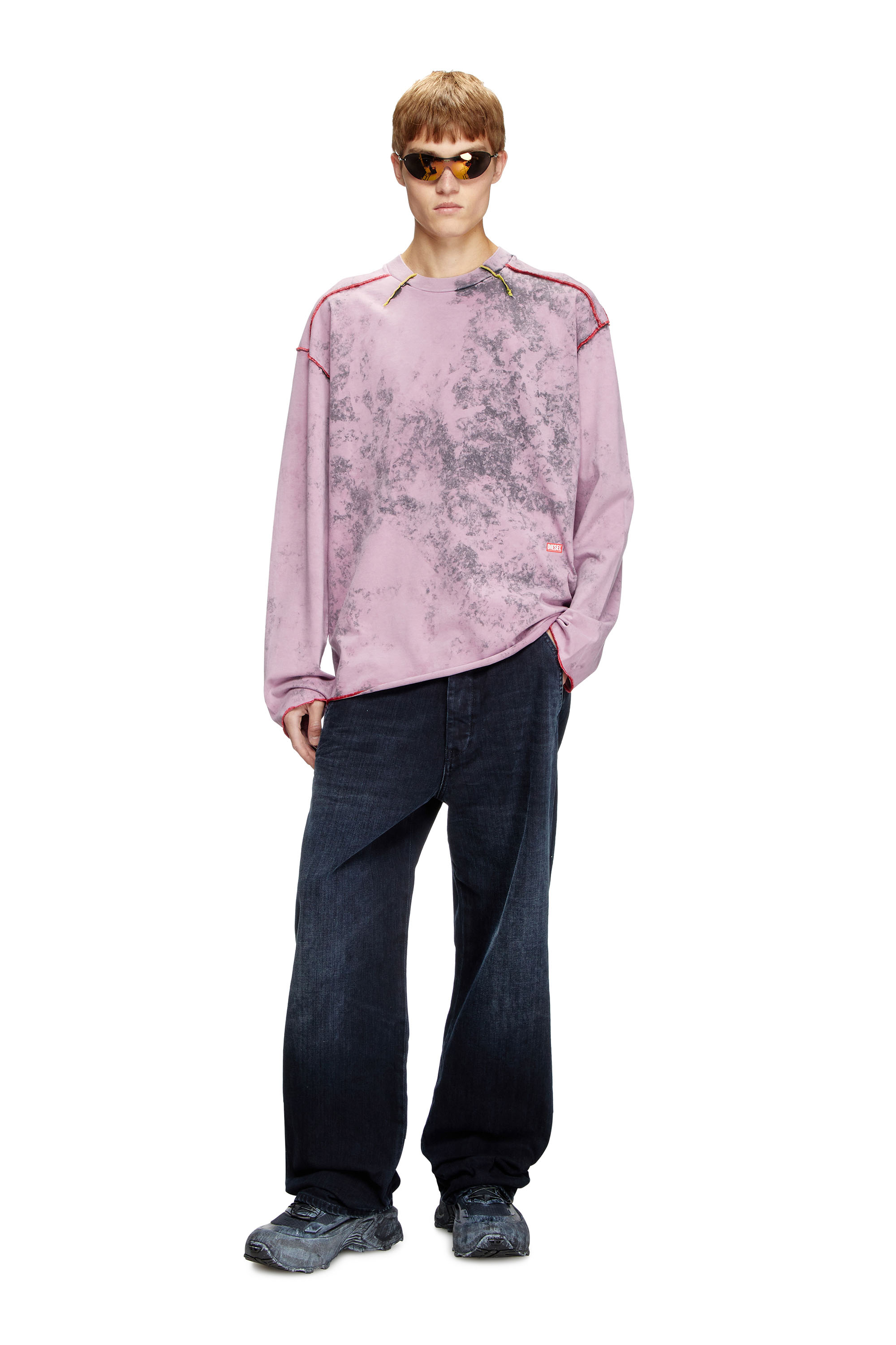 Diesel - T-CRAHOR-LS-R1, Man's Treated long-sleeve T-shirt in Pink - 2