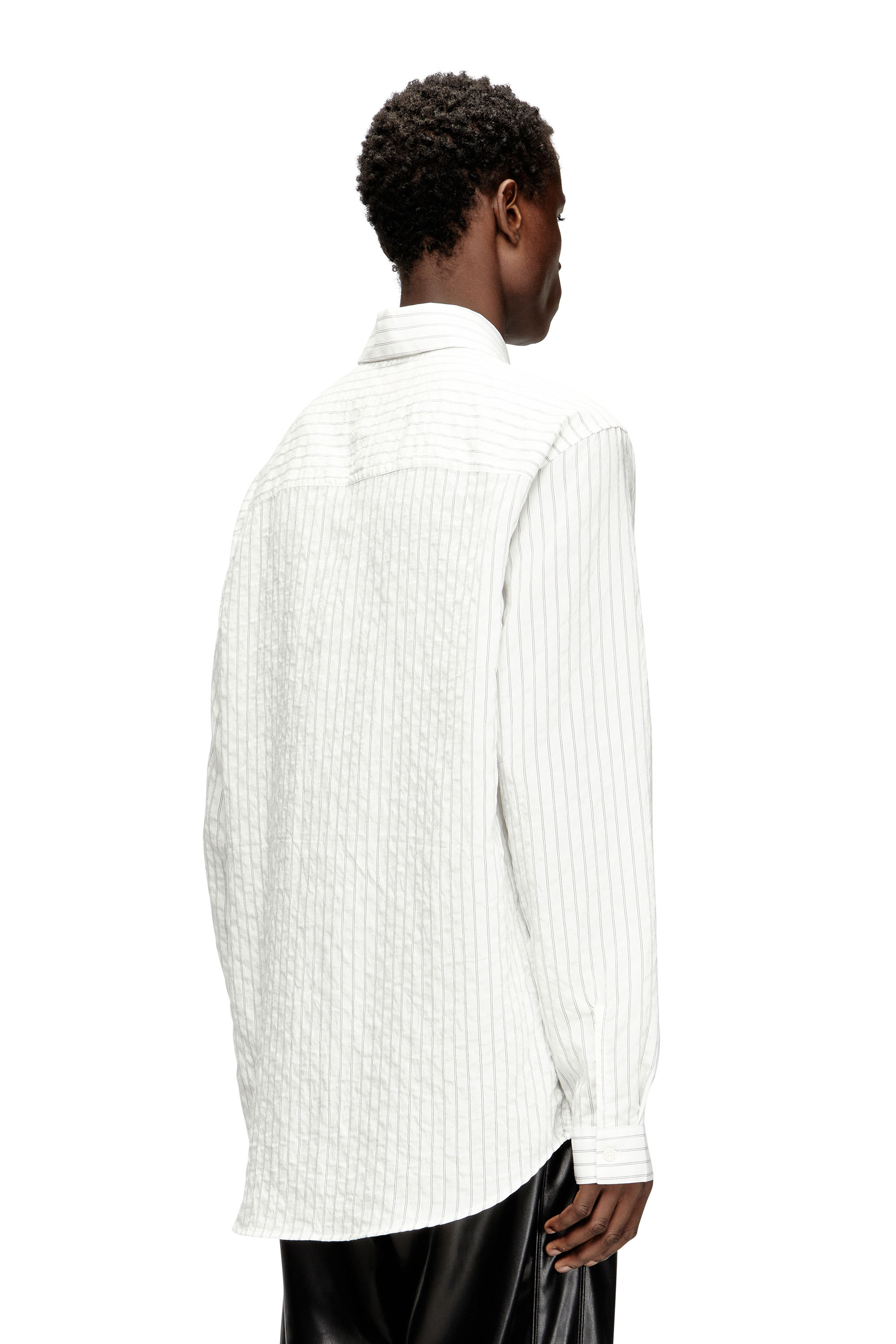 Diesel - S-SIMPLY-GSBG, Man's Wool blend shirt with Oval D embroidery in Grey/White - 4