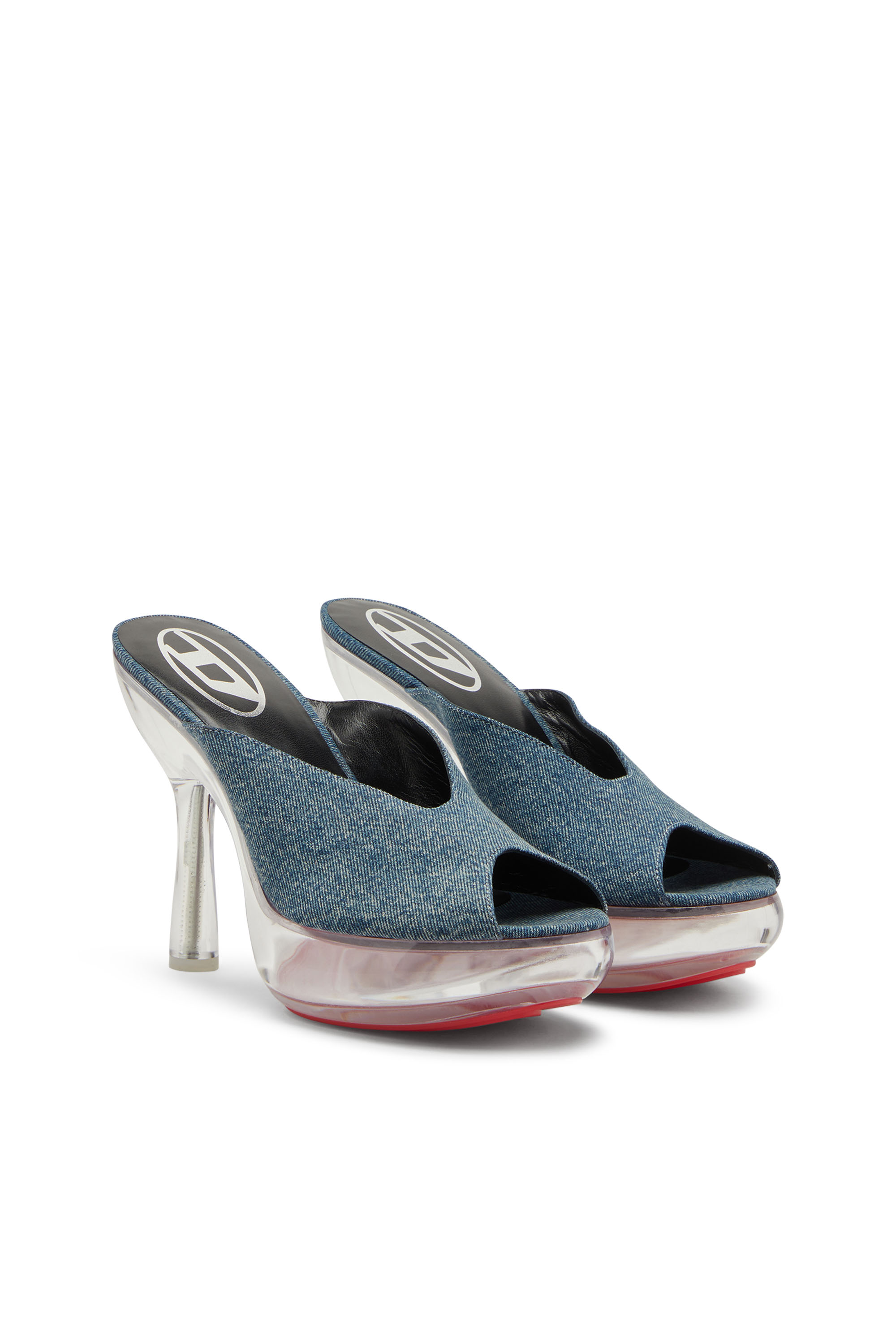 Diesel - D-LAKE PLATFORM SDL, Woman's D-Lake-Platform mules in denim and plexiglass in Blue - 2