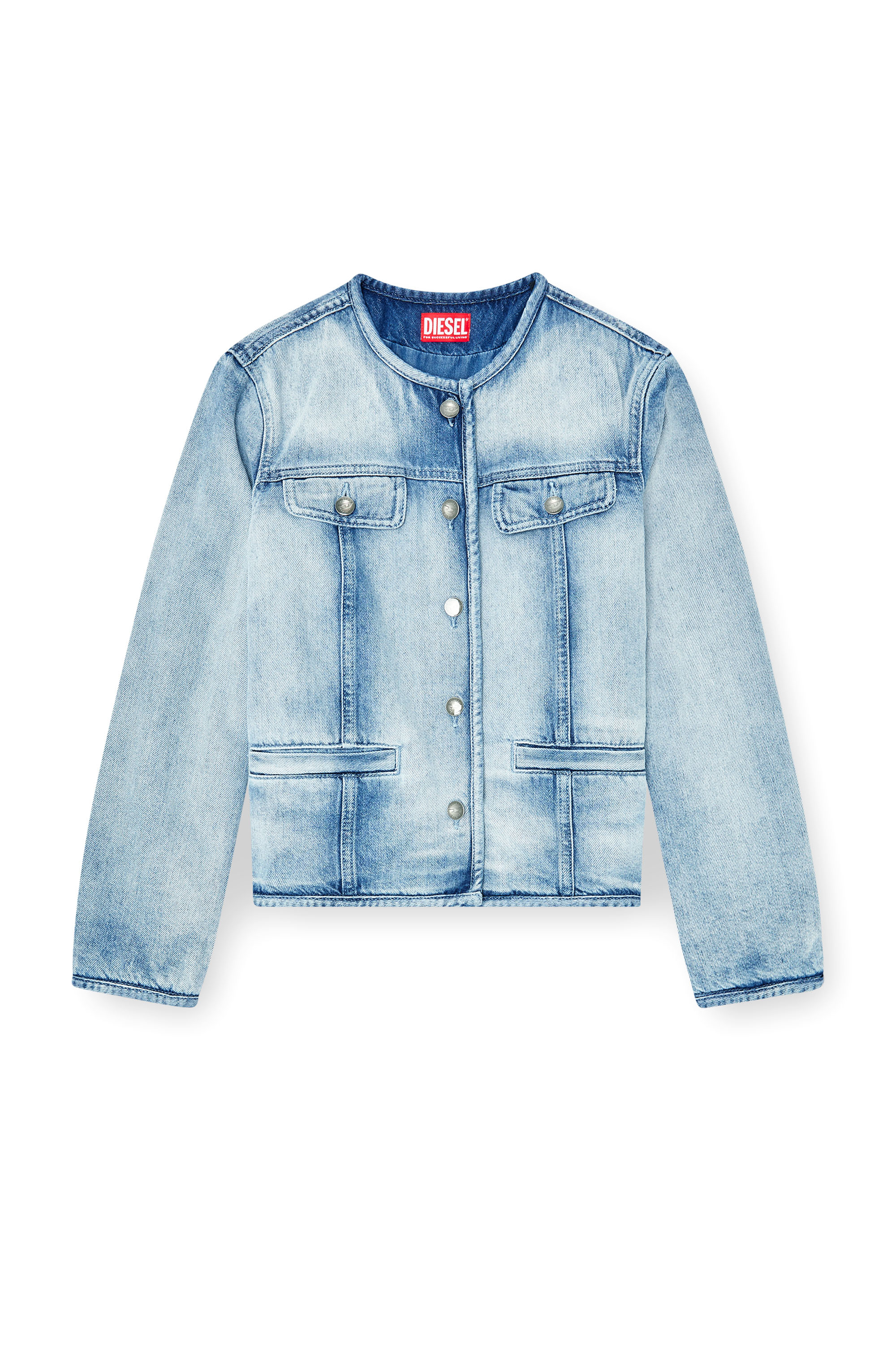 Diesel - DE-GRAFY-FSI1, Woman's Jacket in medium-light skeleton denim in Light Blue - 2