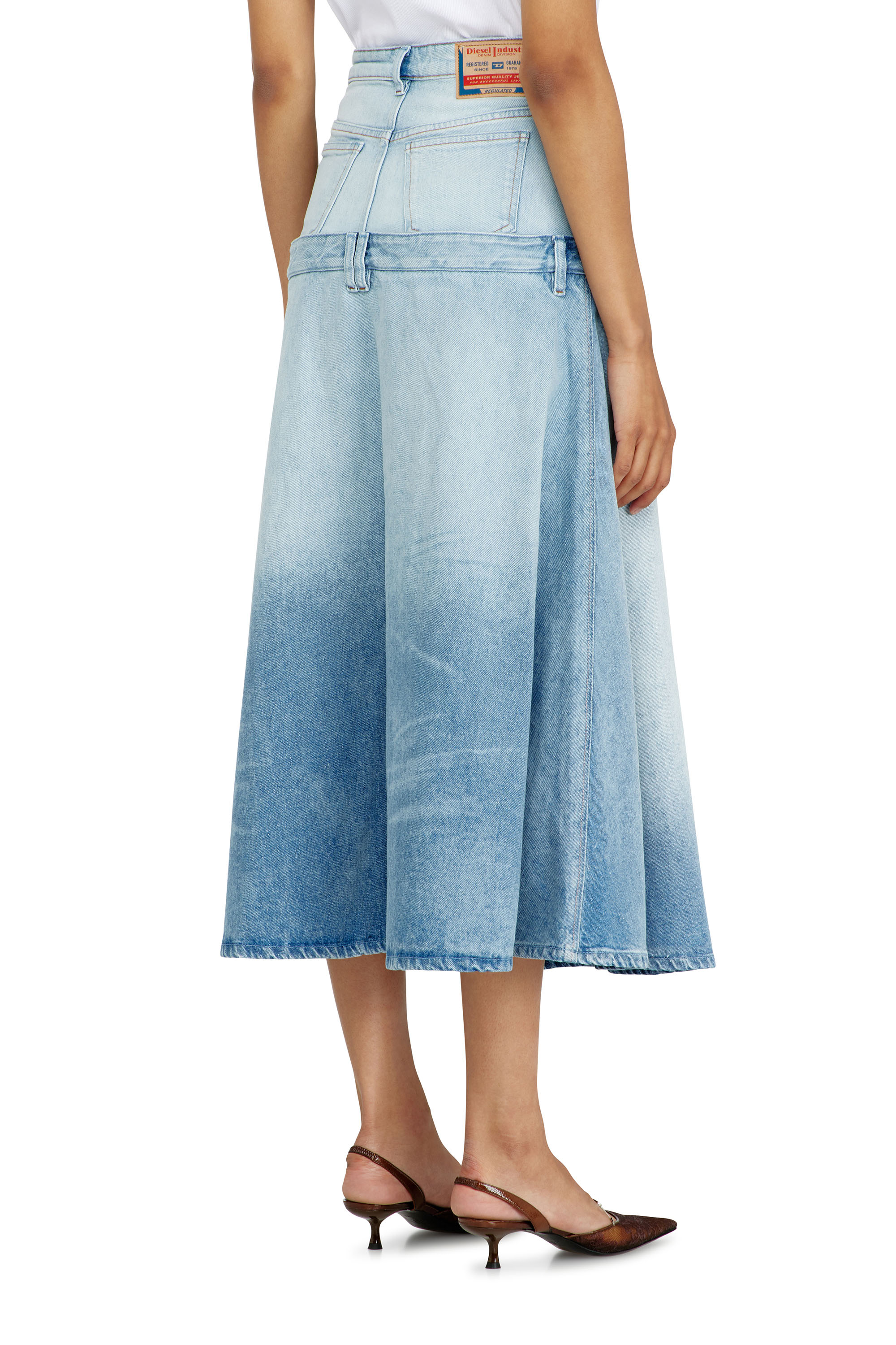 Diesel - DE-VORYA-S, Woman's Denim skirt with layered design in Light Blue - 4
