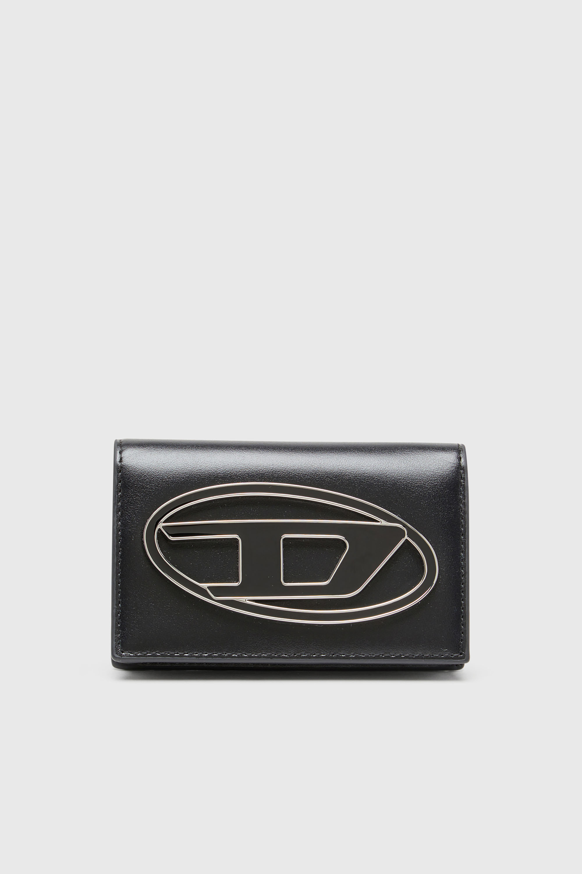 Diesel - 1DR CARD HOLDER IV, Woman's Leather card holder with enamelled Oval D in Black - 1