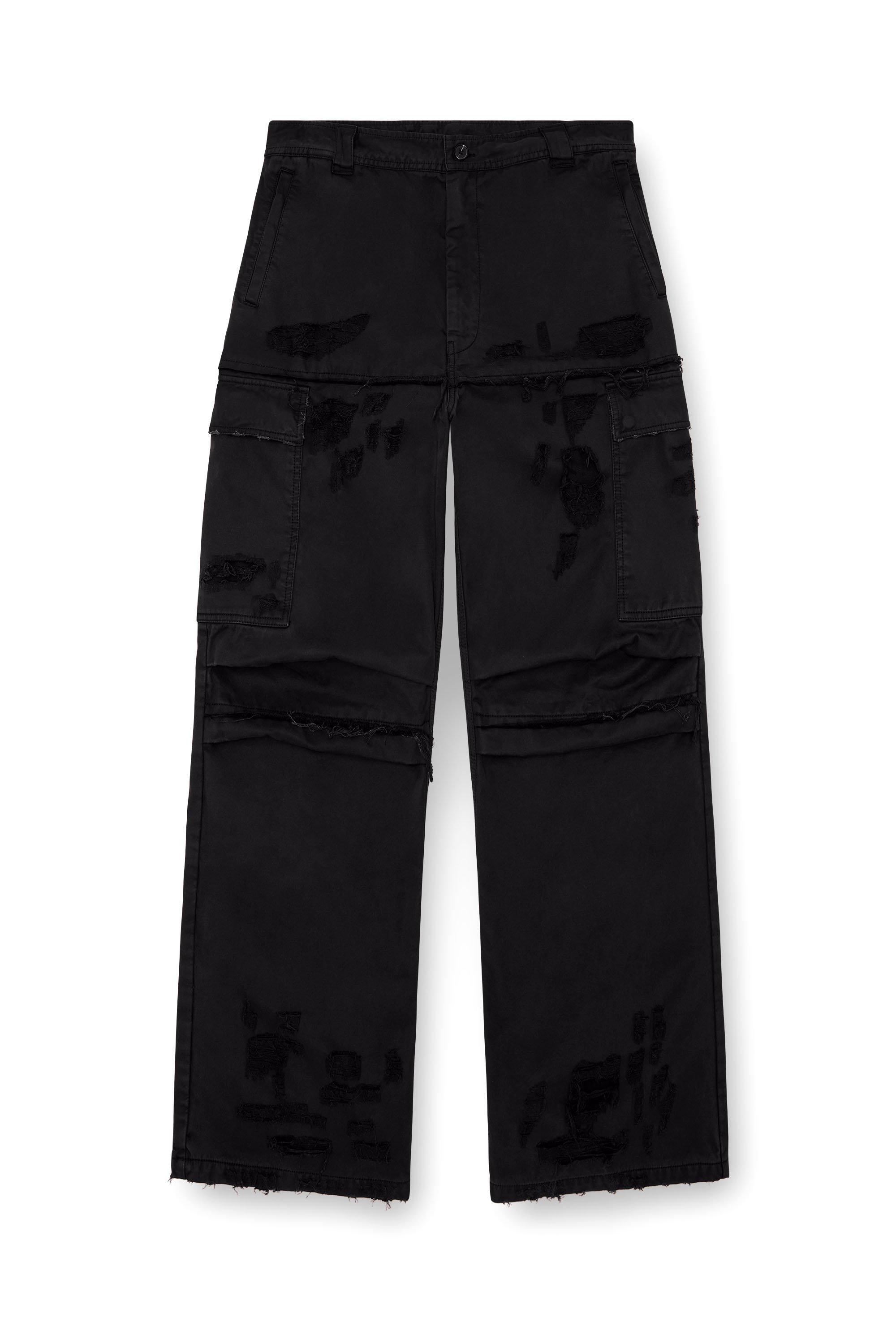 Diesel - P-OISE, Man's Cargo pants in cotton dobby in Black - 3