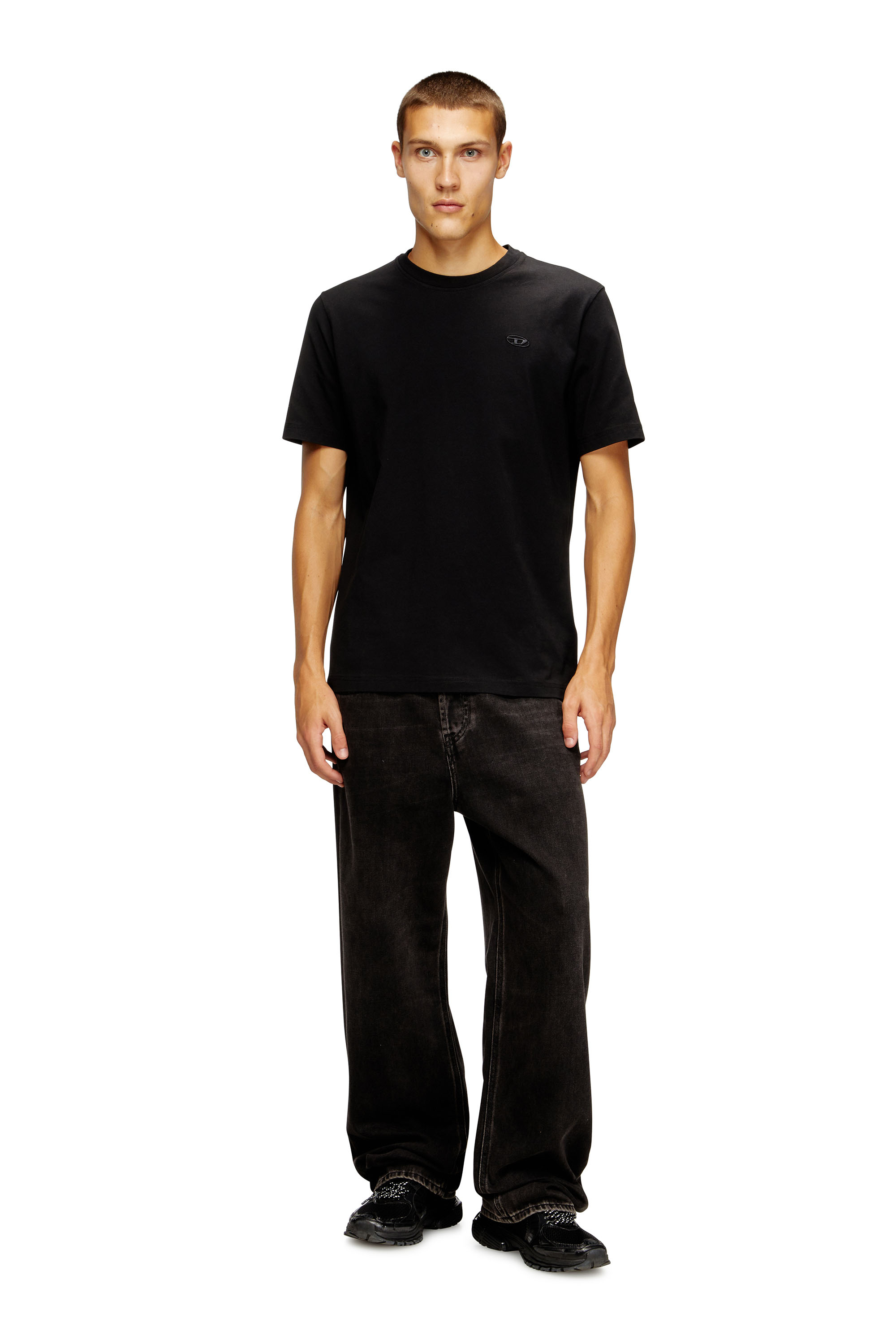 Diesel - T-ADJUST-T10, Man's Cotton t-shirt with graphic print on back in Black - 1