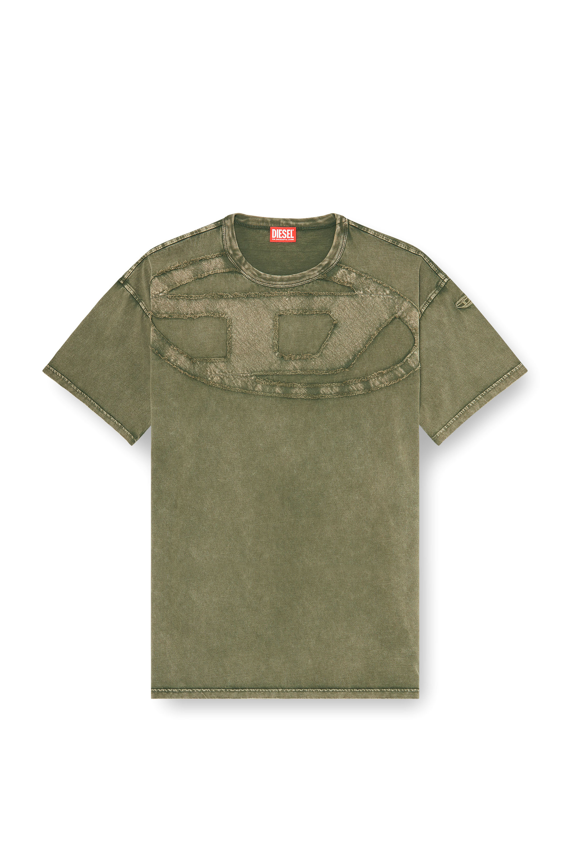 Diesel - T-BOXT-DEN, Man's Relaxed cotton T-shirt with Oval D applique in Military Green - 2