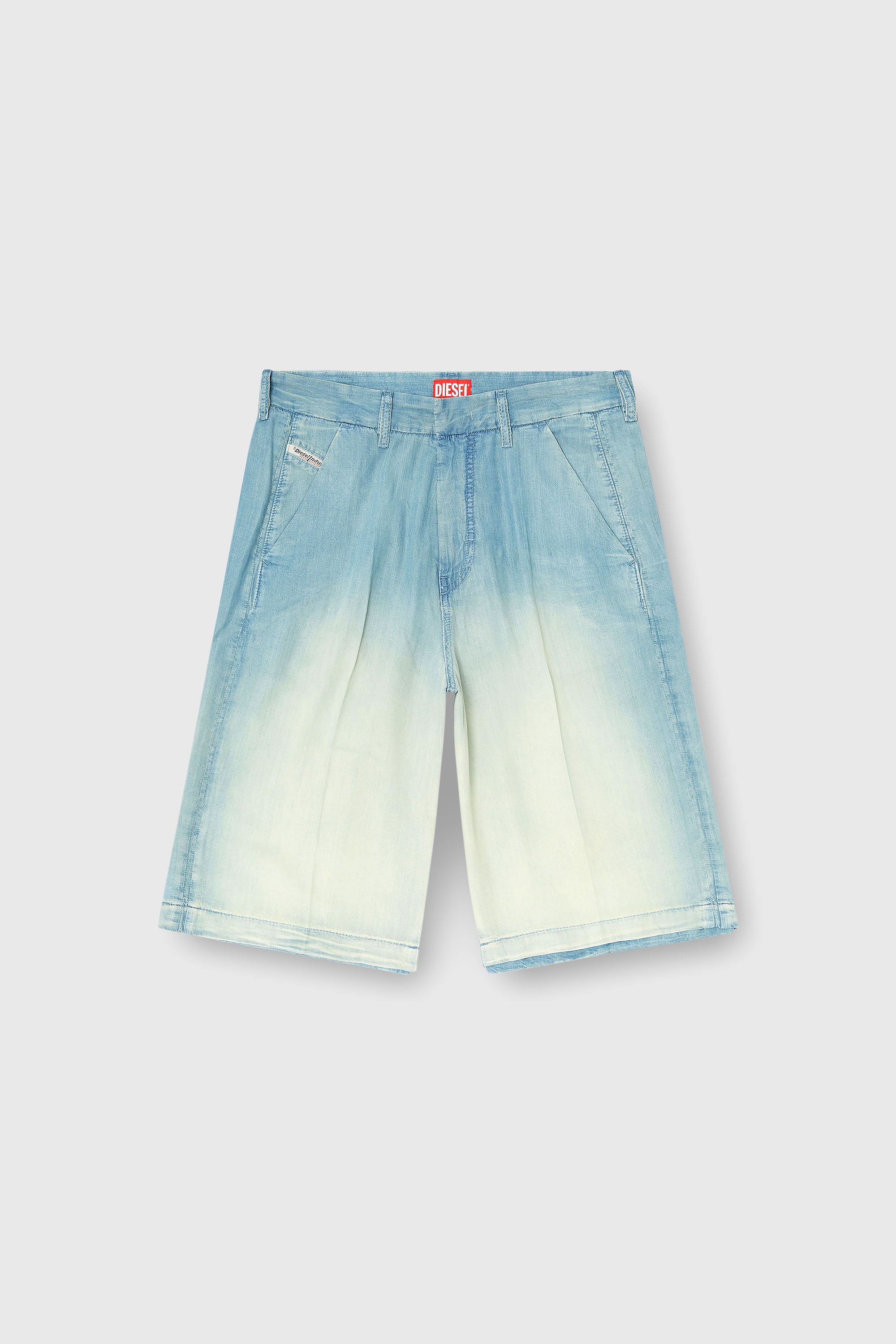 Diesel - D-TYLOR-SHORT-S, Man's Shorts in fluid overdyed denim in Light Blue - 2