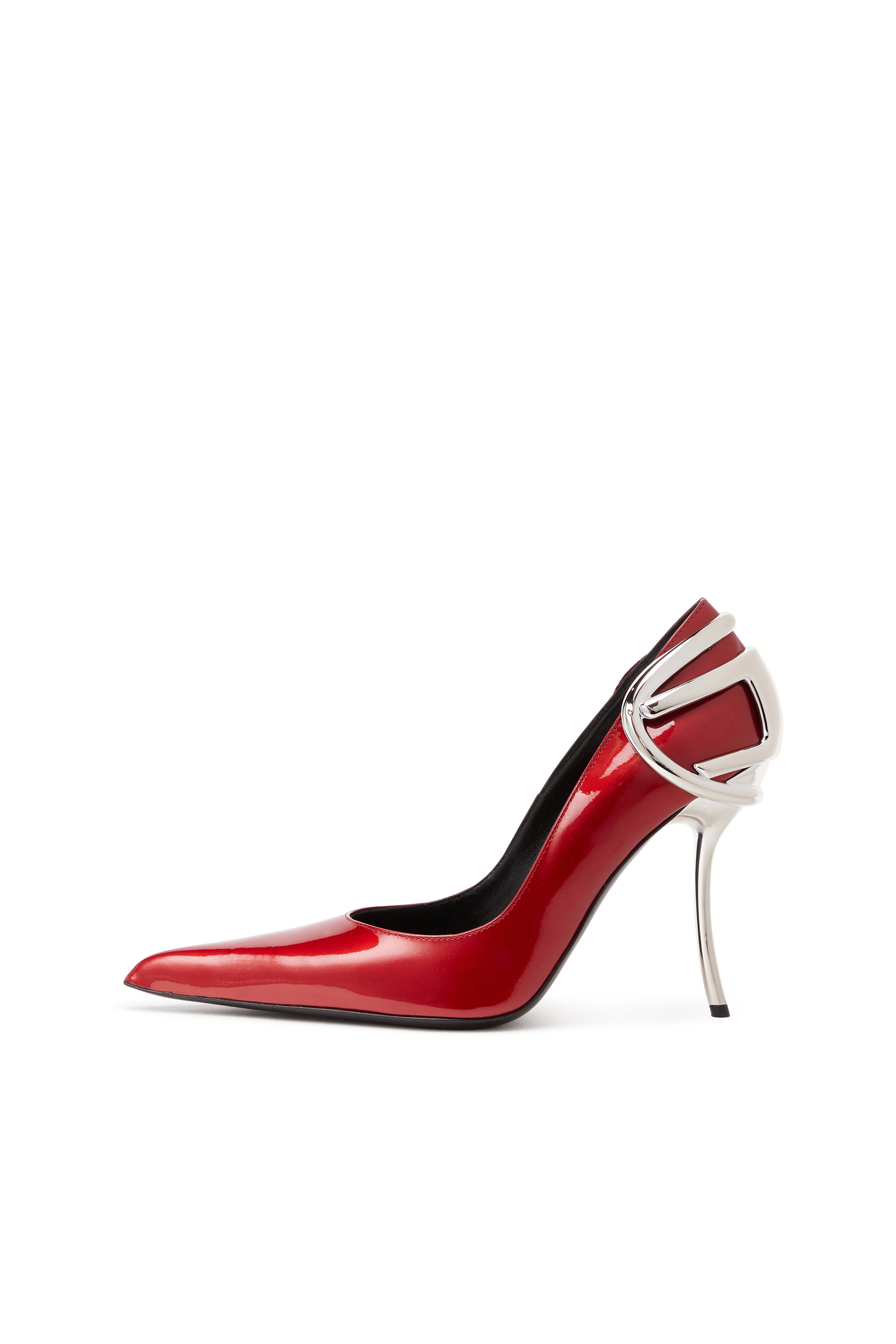 Diesel - D-TEN&HALF P, Woman's D-Ten&Half-Patent leather pumps with Oval D heel in Red - 3