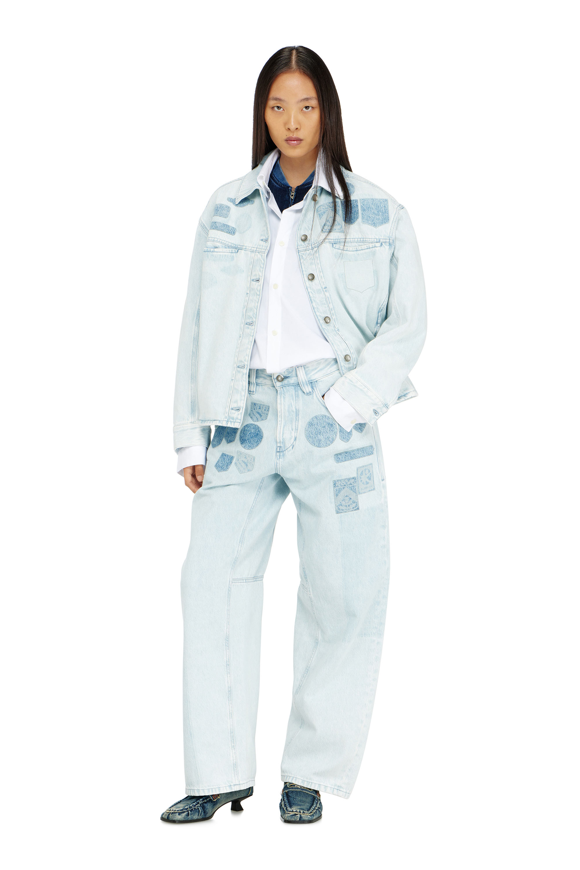 Diesel - D-RYMAVO-S, Unisex's Denim overshirt with patch effects in Light Blue - 2