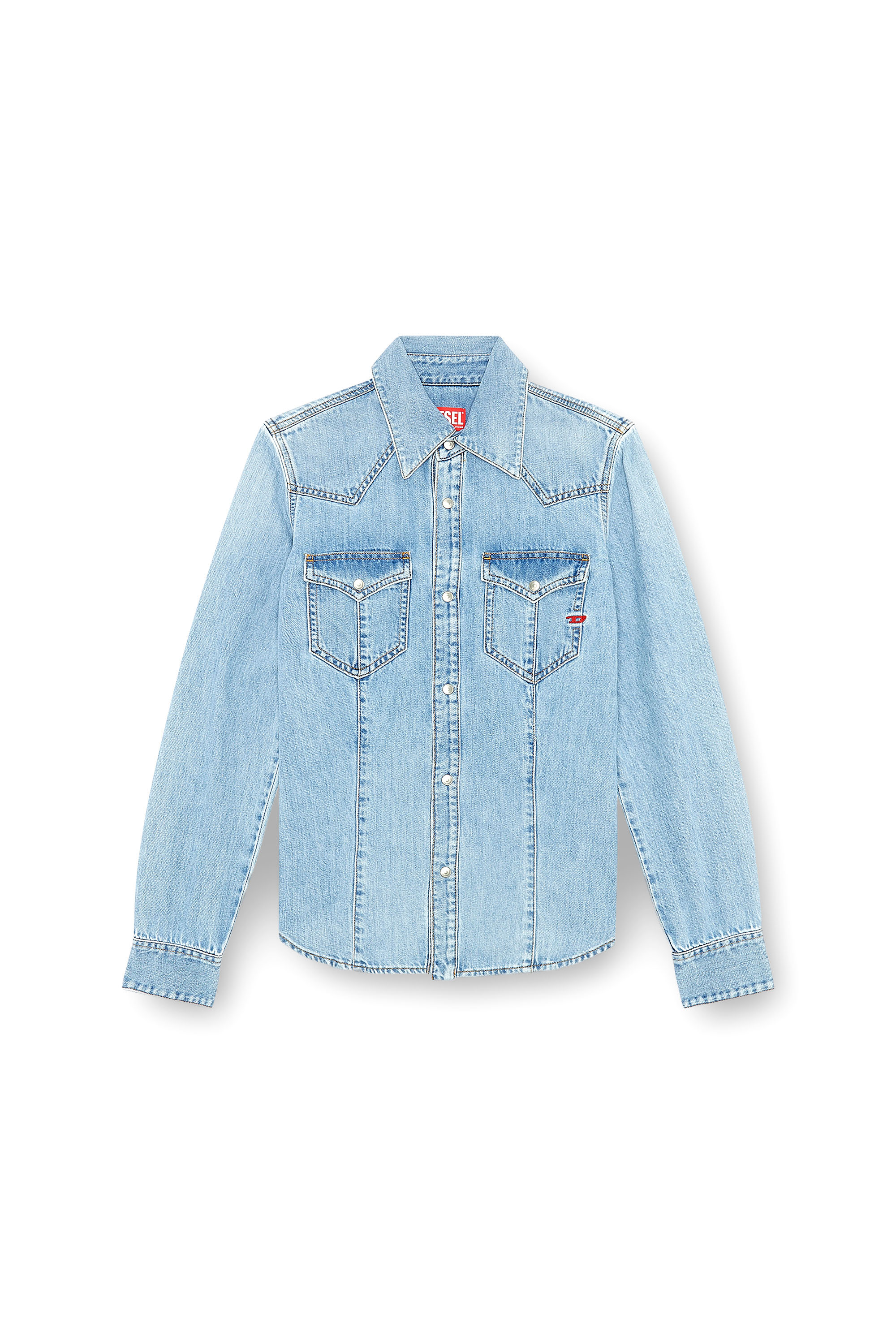 Diesel - DE-WAVES, Woman's Western shirt in denim in Light Blue - 3