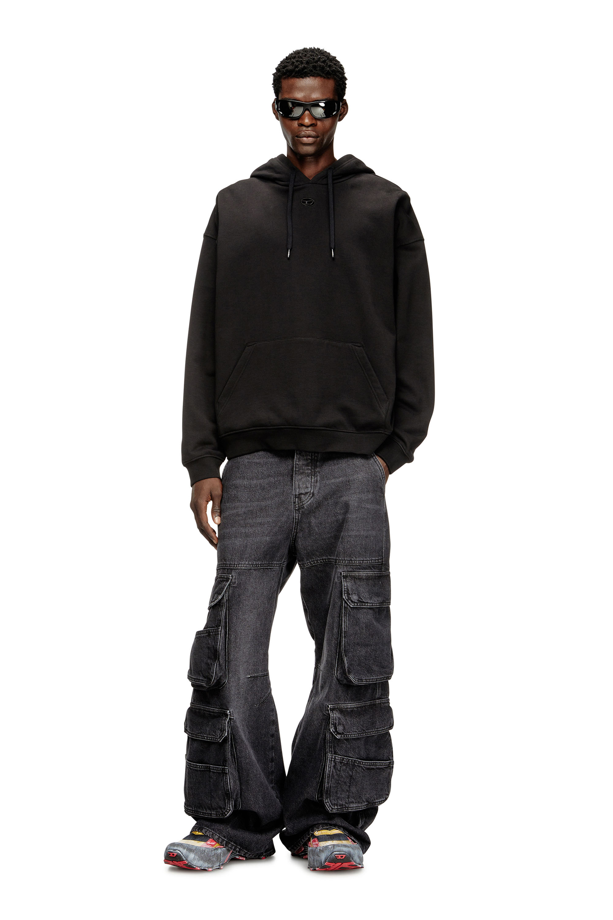 Diesel - S-BOXT-HOOD-DCO, Man's Relaxed fit hoodie with kangaroo pocket in Black - 1