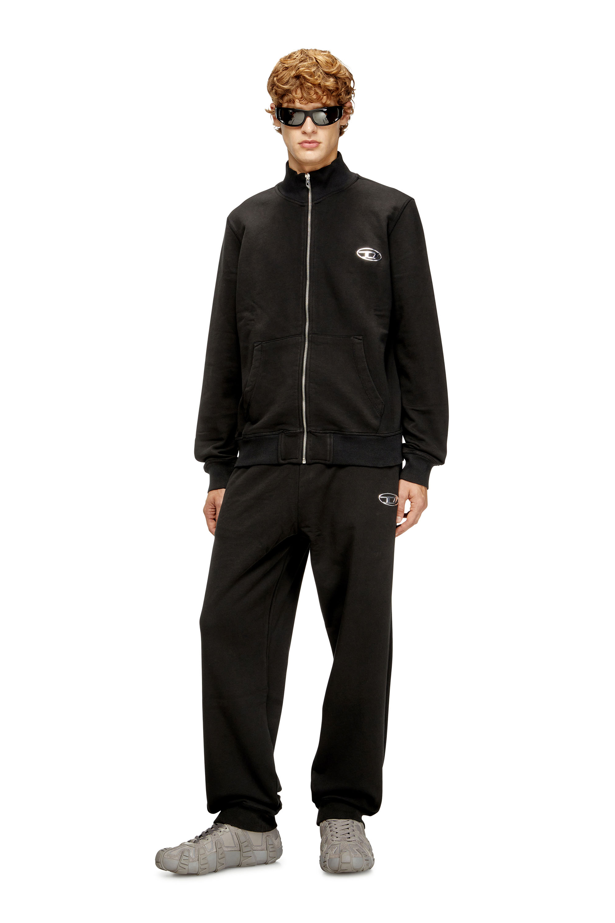 P-MARKY-IOD, Black Diesel - P-MARKY-IOD, Man's Cotton sweatpants with metallic Oval D in Black - 1