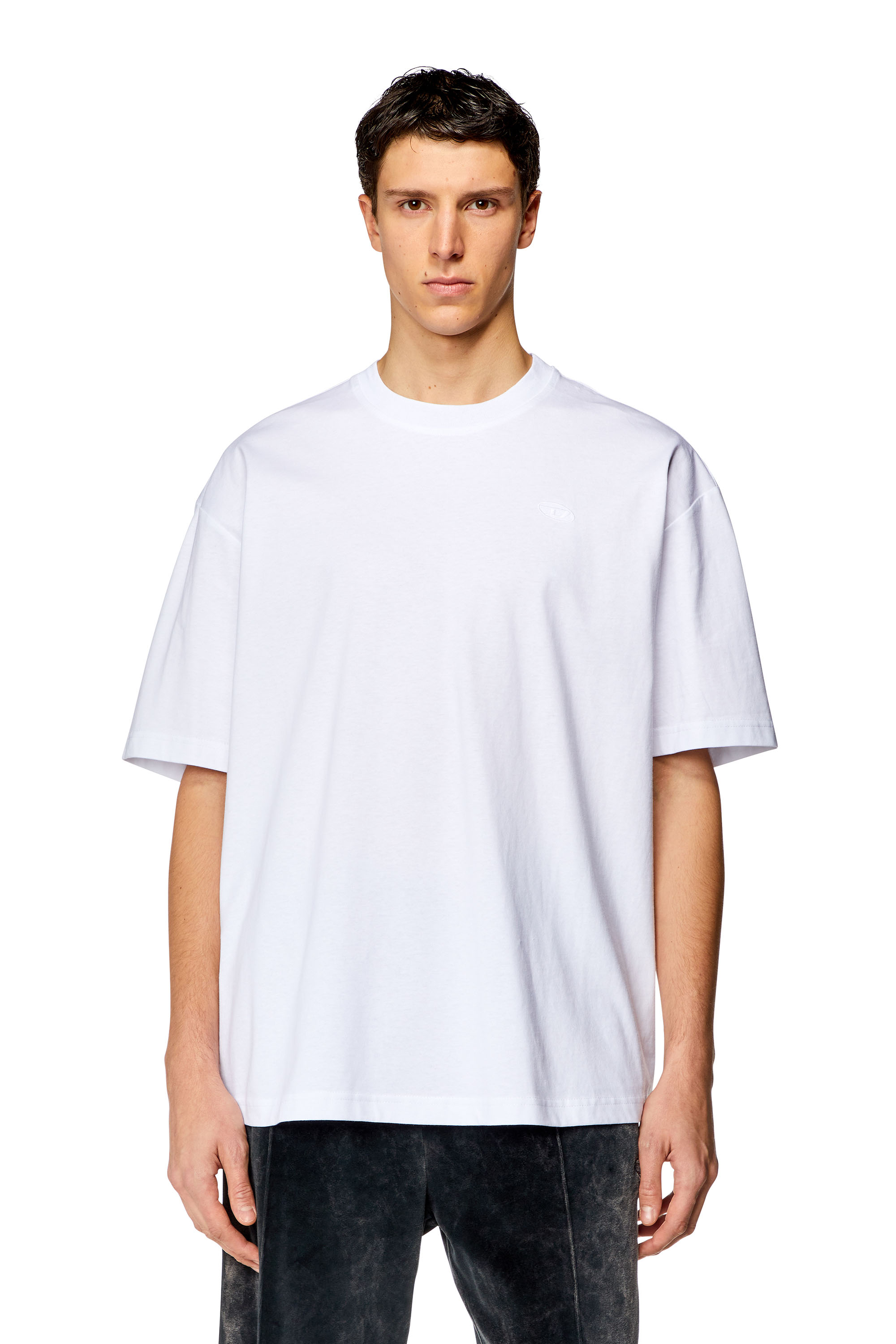 Diesel - T-BOGGY-MEGOVAL-D, Man's T-shirt with maxi oval D embroidery in White - 4