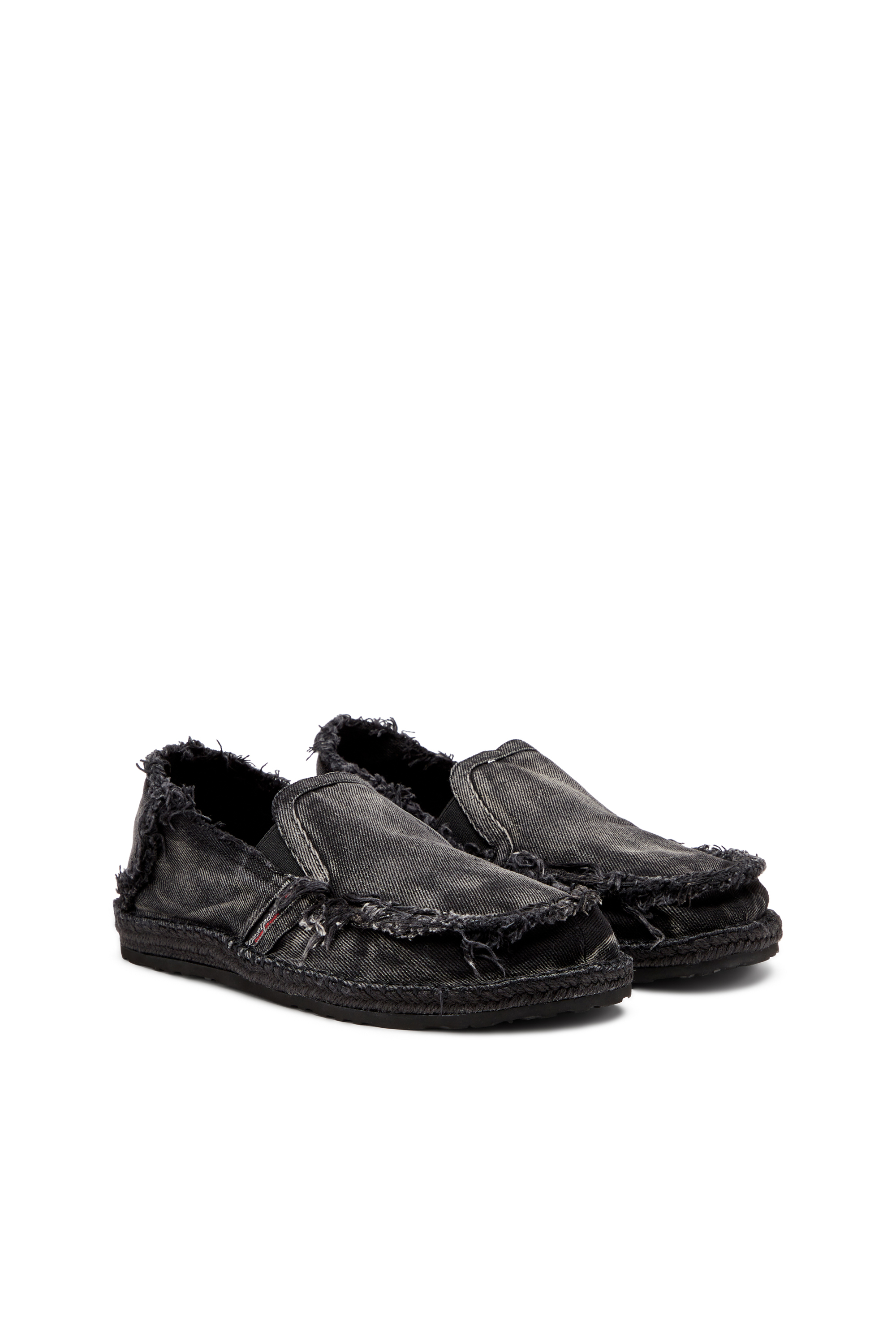 Diesel - D-LUKAS ESP, Man's Espadrille loafers in distressed denim in Black - 2