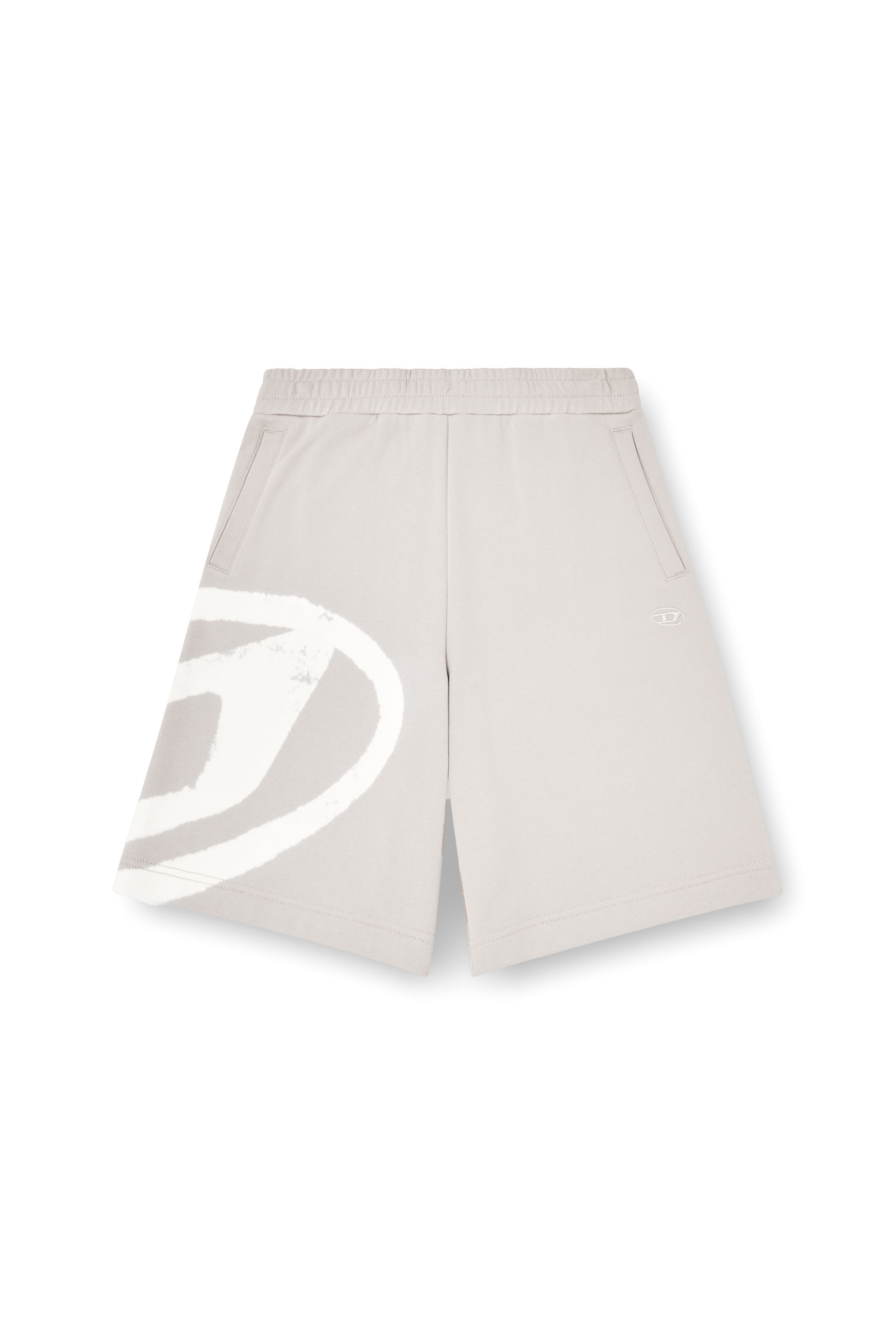 Diesel - P-CROW-BLEACH, Man's Sweat shorts with bleached logo in Grey/White - 3