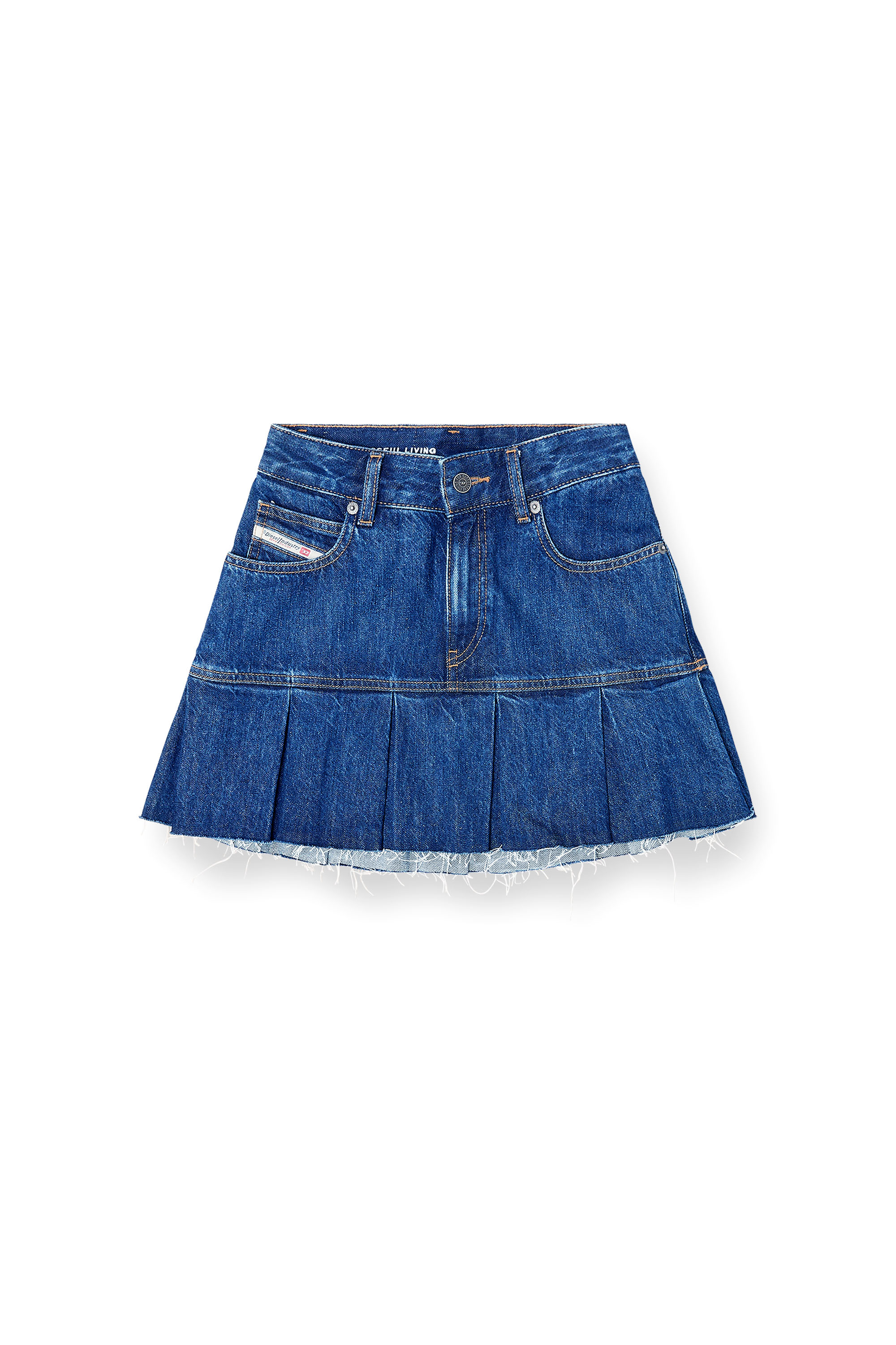 Diesel - DE-REEN, Woman's Pleated mini skirt in denim in null - 2