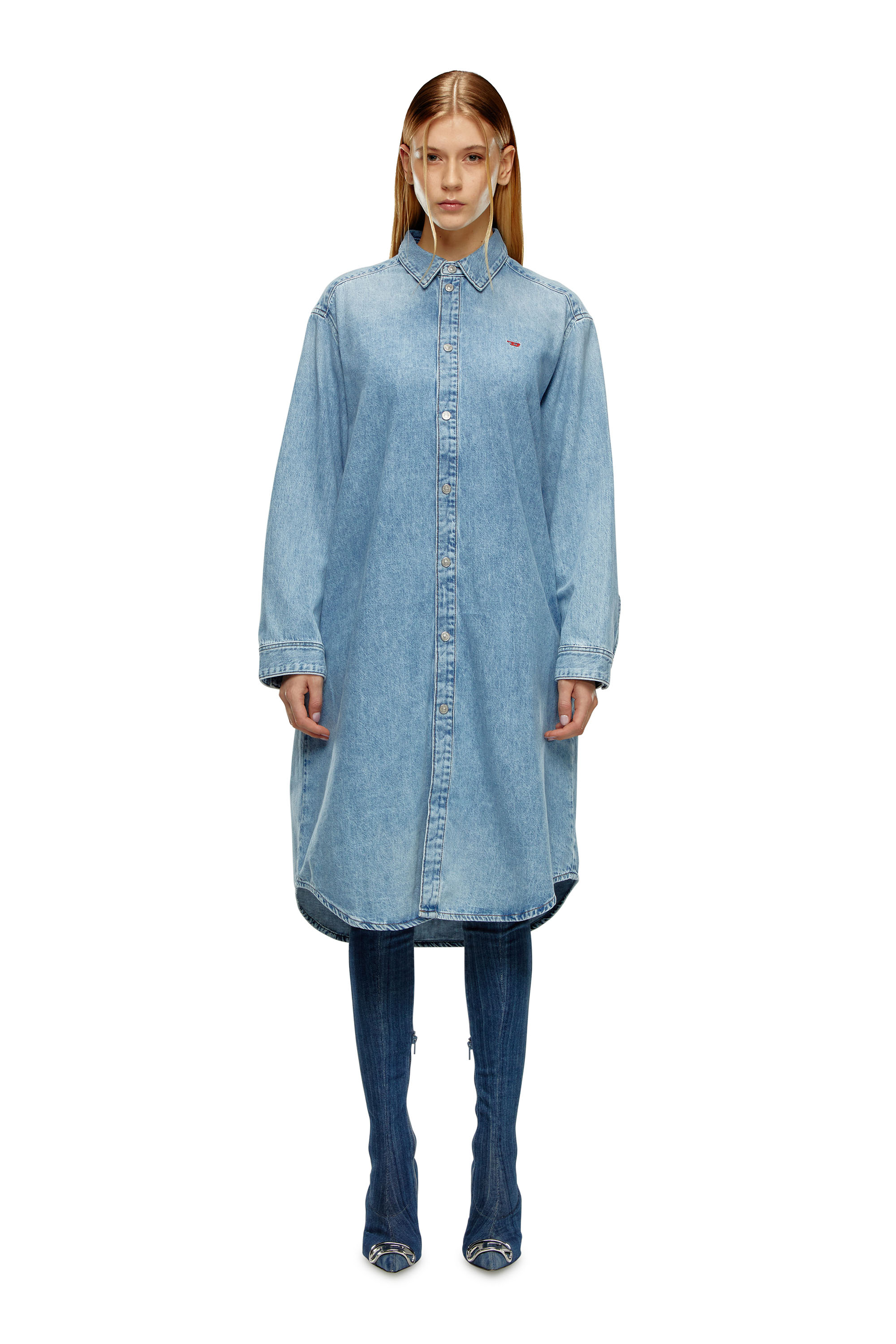 Diesel - DE-DALIS, Woman's Shirt dress in denim in null - 1