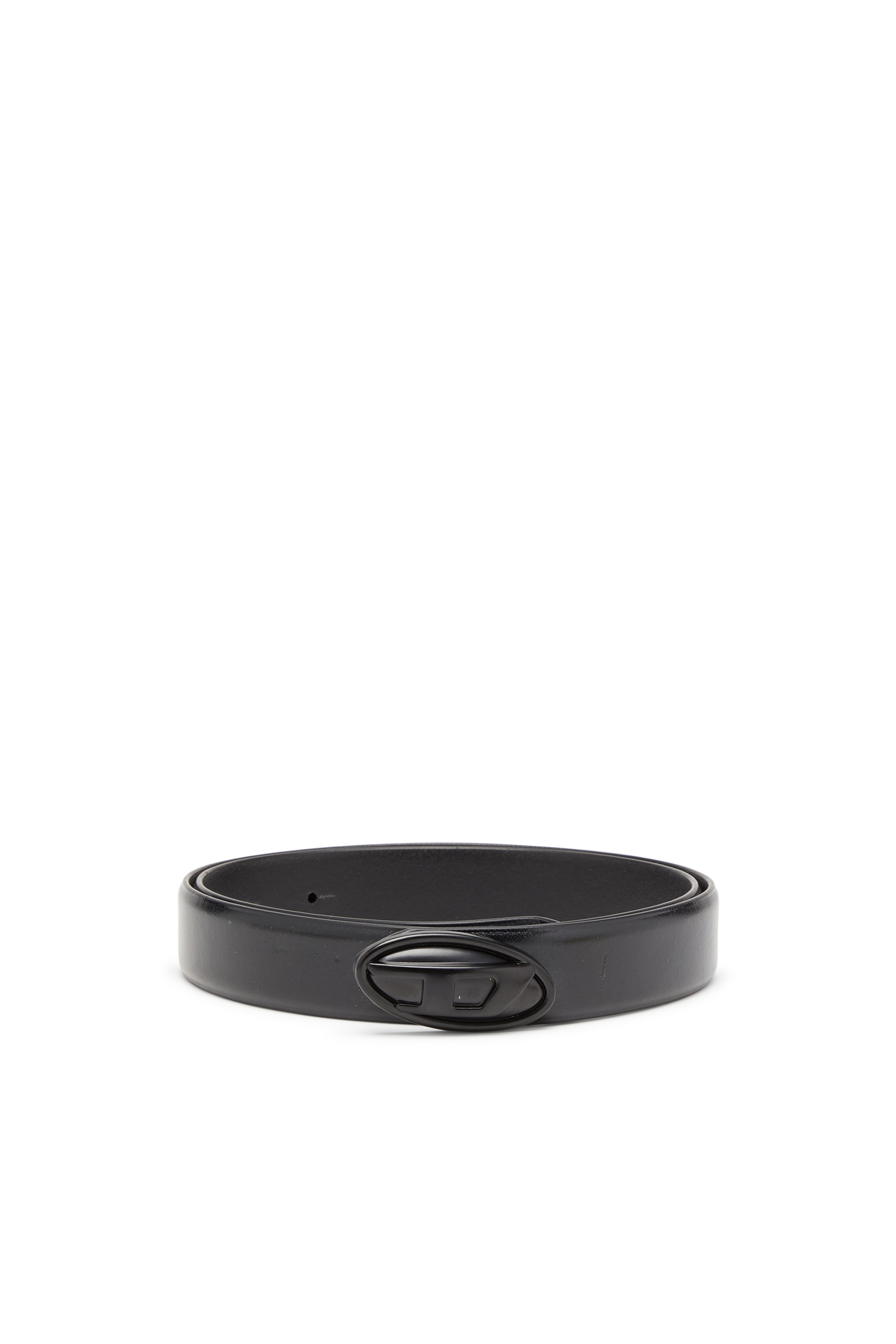 Diesel - B-DD, Woman's 2.4 cm leather belt with Oval D buckle in Black - 1