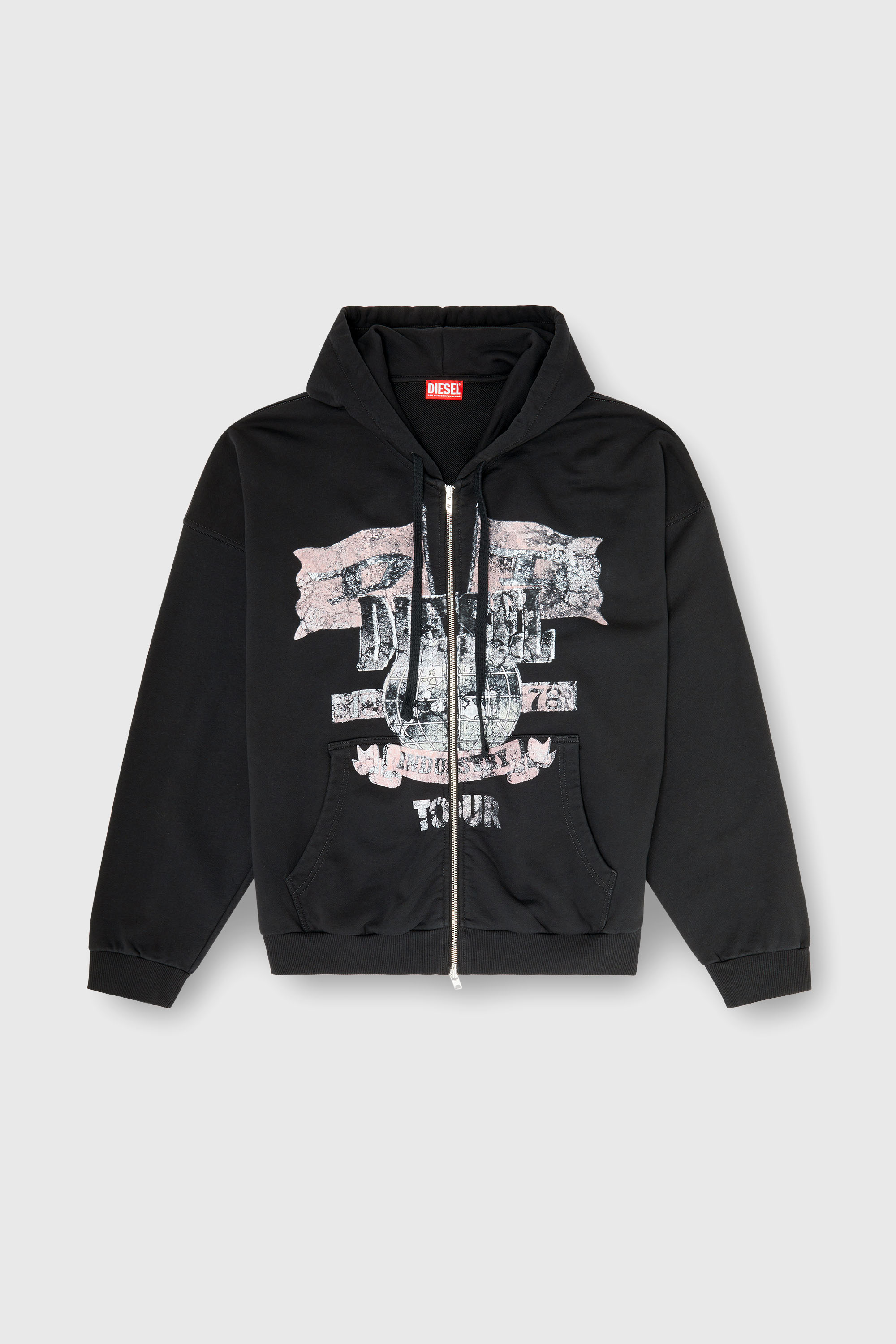 Diesel - S-WILL-ZIP, Man's Zip-up hoodie with concert graphics in null - 2