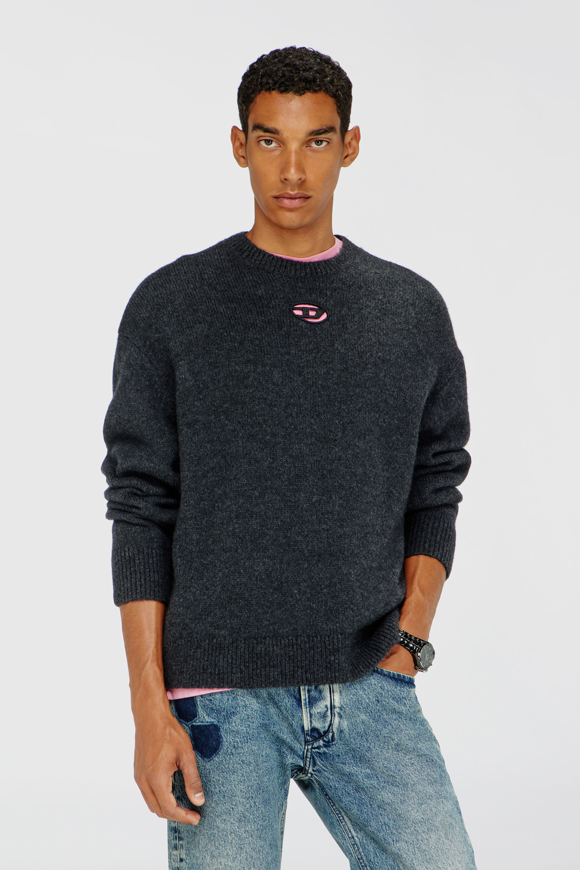 Diesel - K-AREESO, Man's Jumper in wool and alpaca blend in Black - 3
