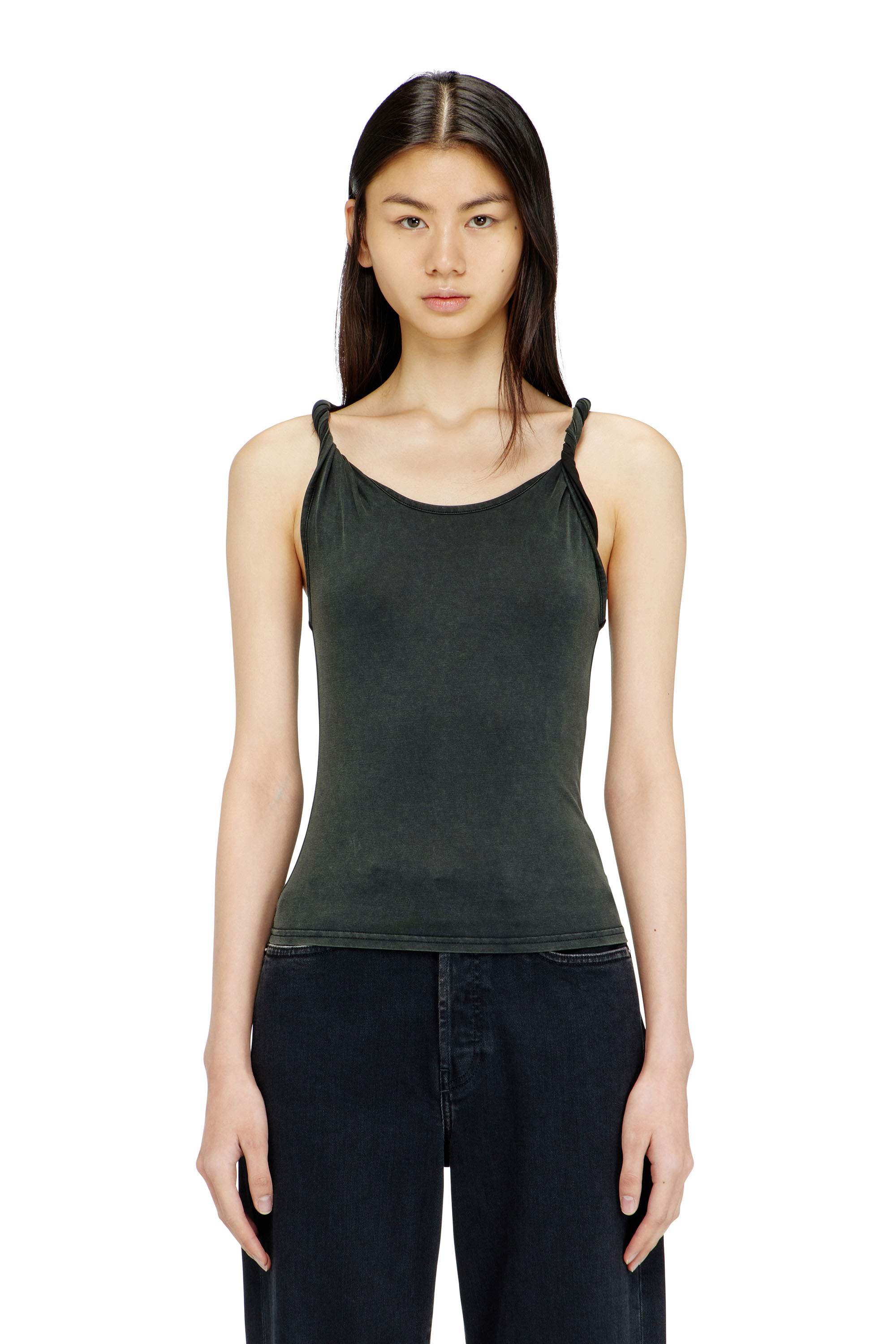 Diesel - T-TWY-S1, Woman's Tank top with twisted straps in Grey - 3