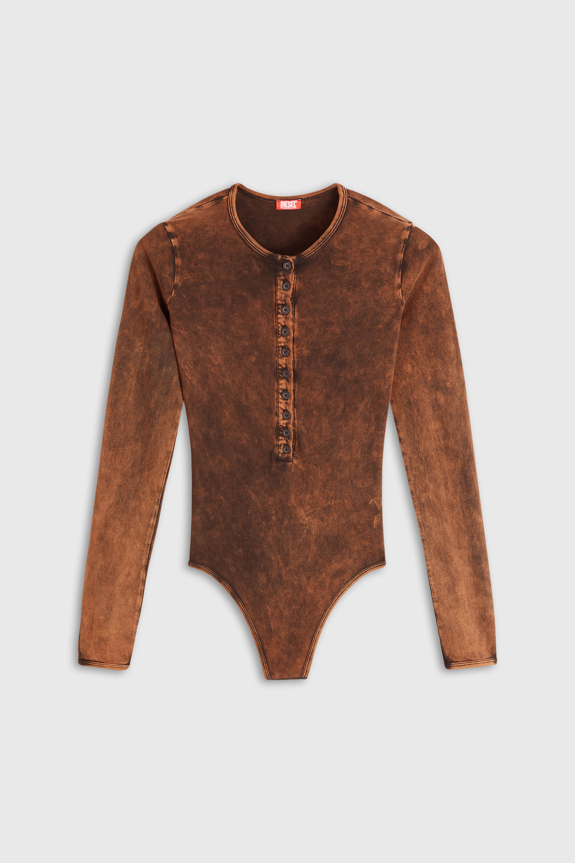 Diesel - FRESYA-DNM, Woman's Cotton bodysuit with buttoned front in Brown - 2