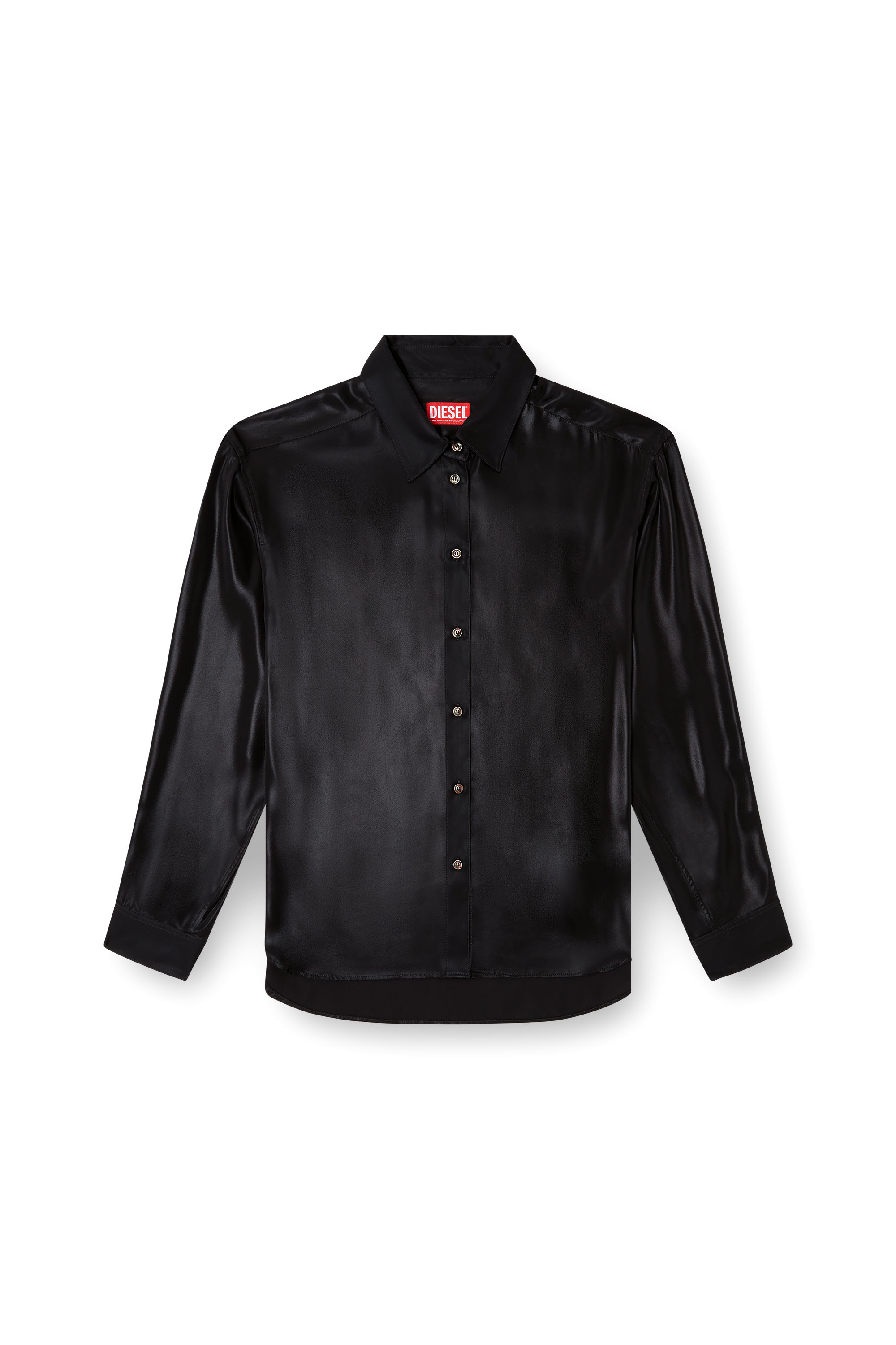 Diesel - S-SIMPLY-C-WN-Q1, Woman's Fluid shirt in laminated fabric in Black - 5