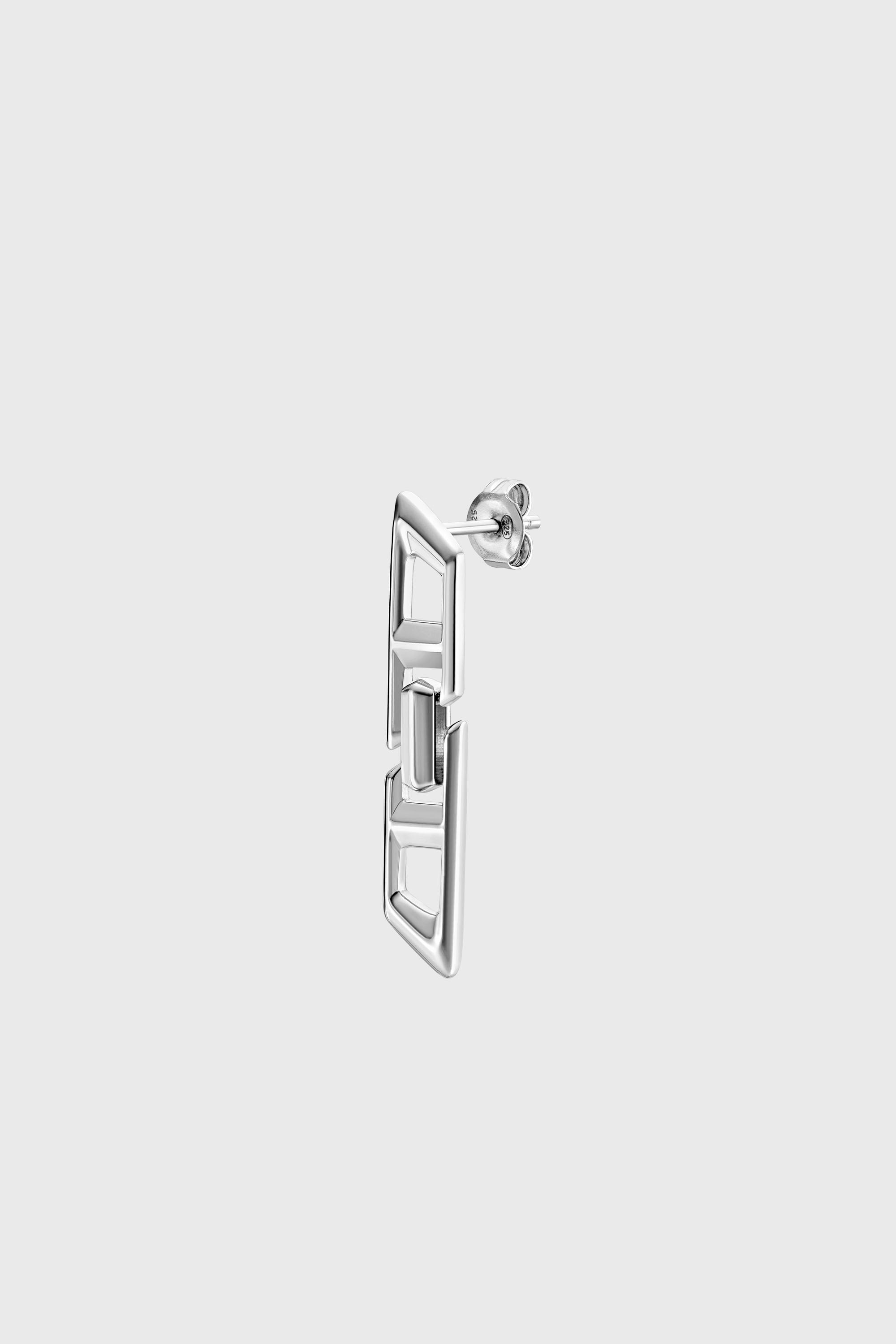 Diesel - DL1348040 STERLING SILVER JEWEL, Unisex's D Logo Sterling Silver Drop Earring in Silver - 1