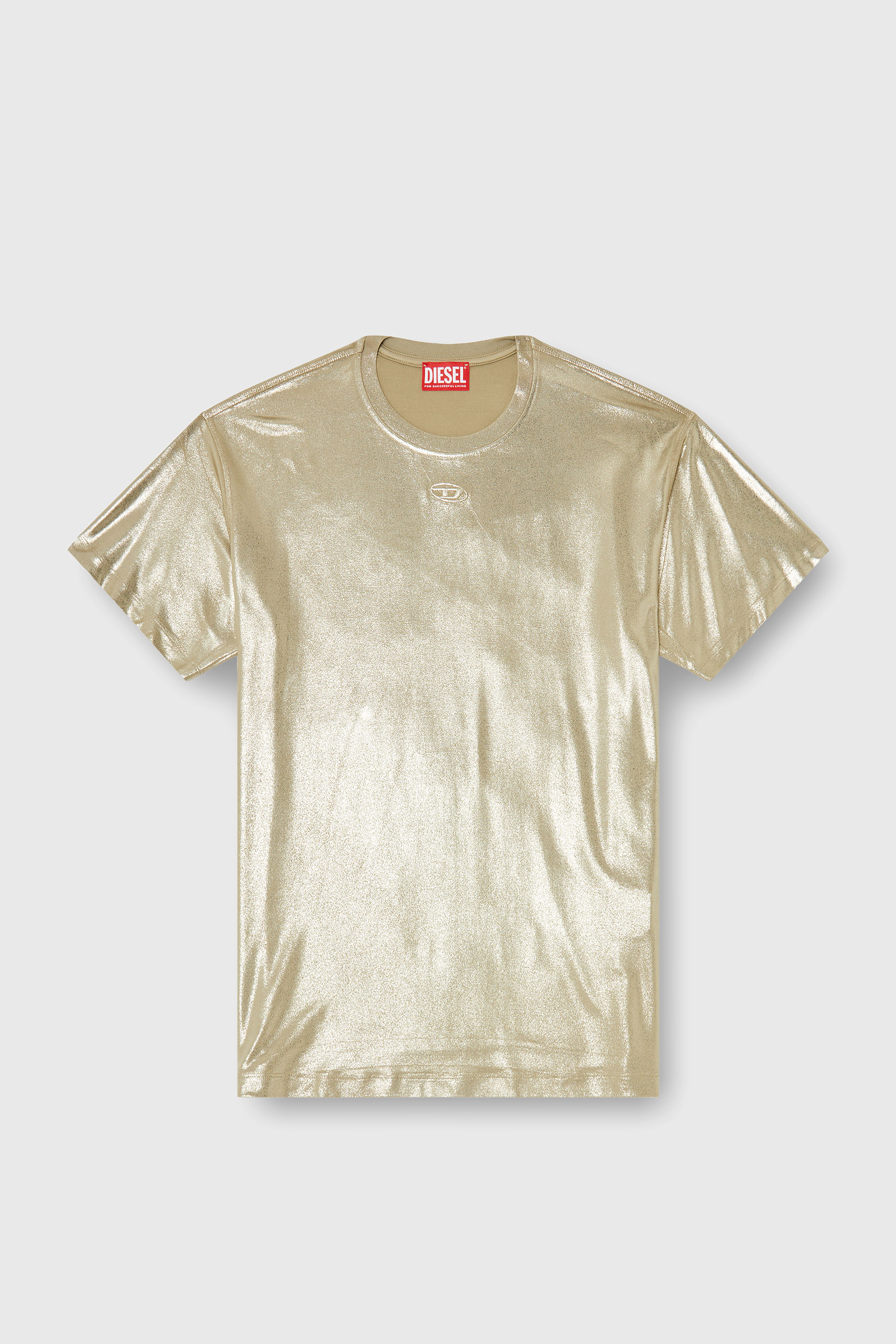 Diesel - T-NORMY-AA2, Woman's Jersey T-shirt with metallic finish in Gold - 2