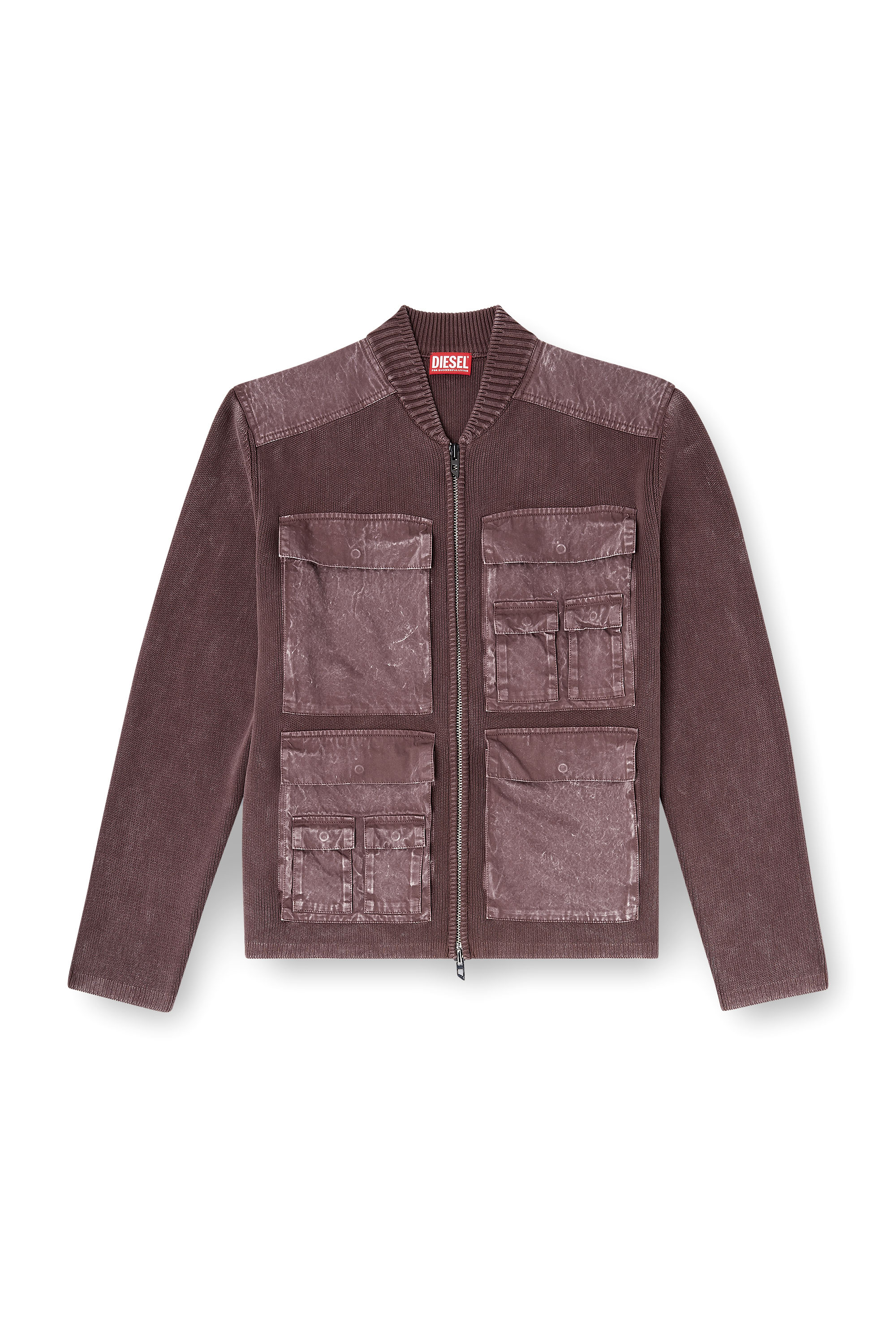 Diesel - K-GEROME, Man's Zip-up cardigan with cargo pockets in null - 3