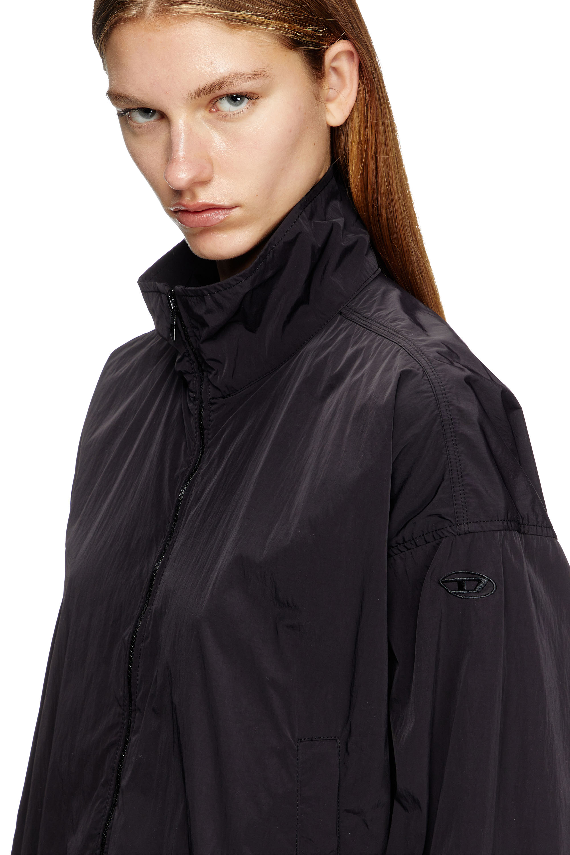 Diesel - G-LEAM, Woman's Windbreaker in compact nylon in Black - 5