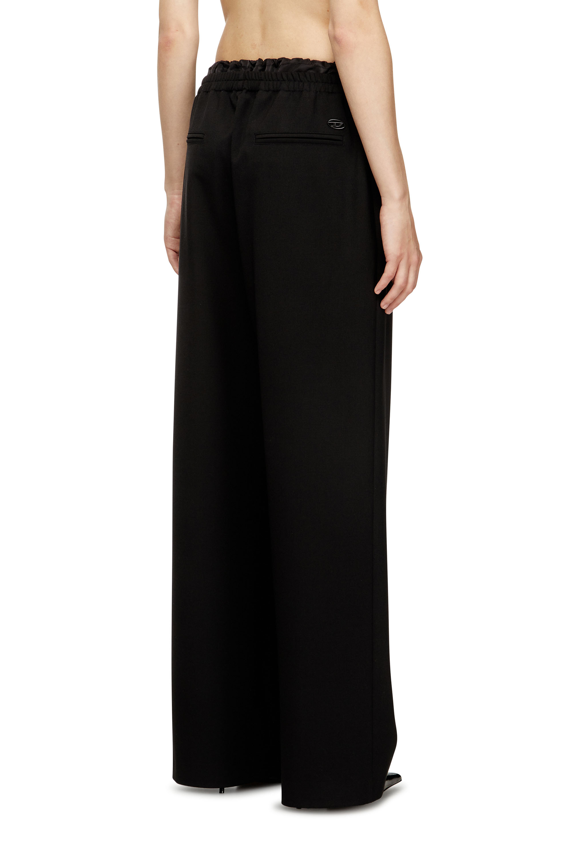 Diesel - P-YRITE-R2, Woman's Wool pants with drawstring in Black - 4