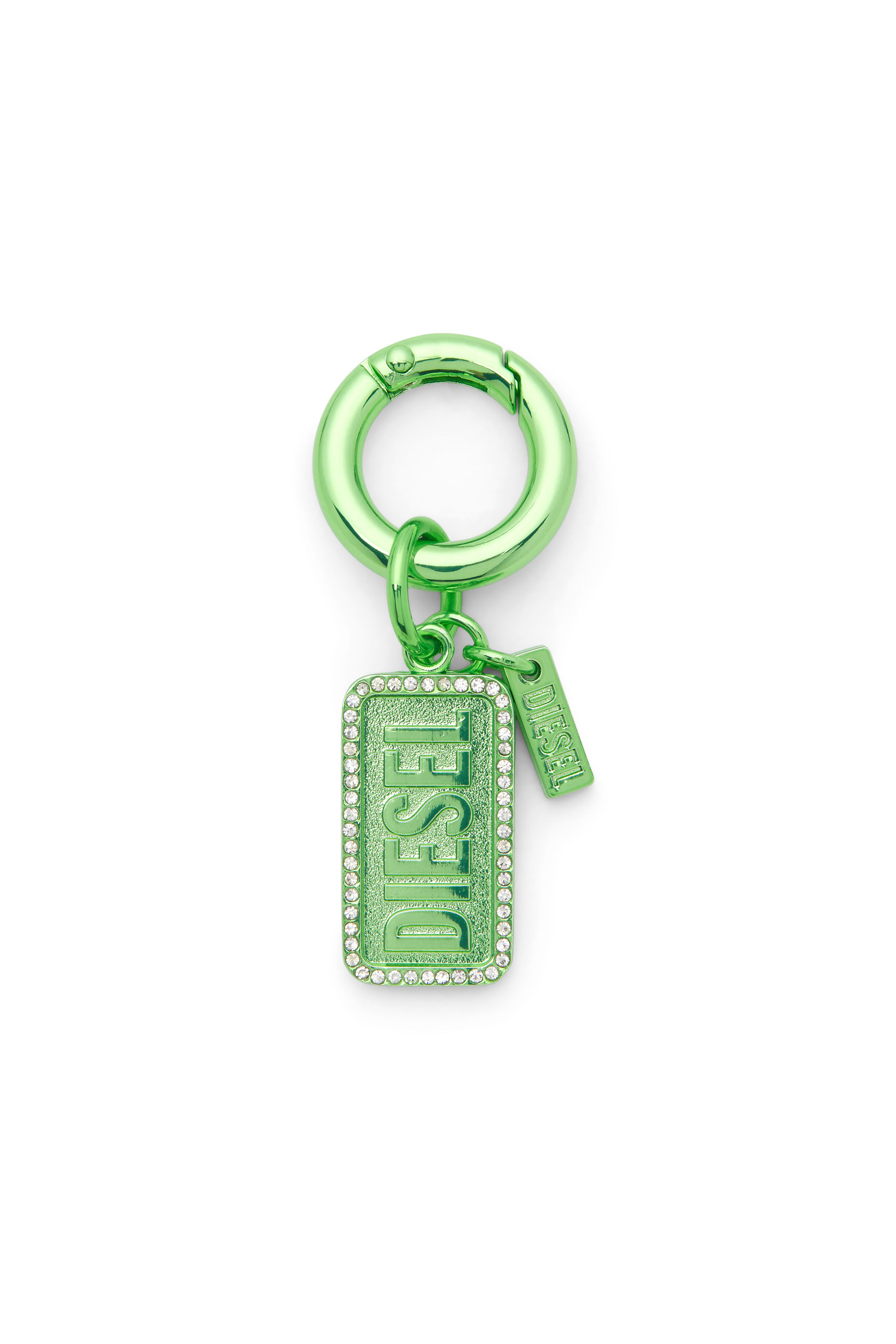 Diesel - CHARM-DIESEL, Unisex's Metal keyring with Diesel logo and rhinestones in Green - 1