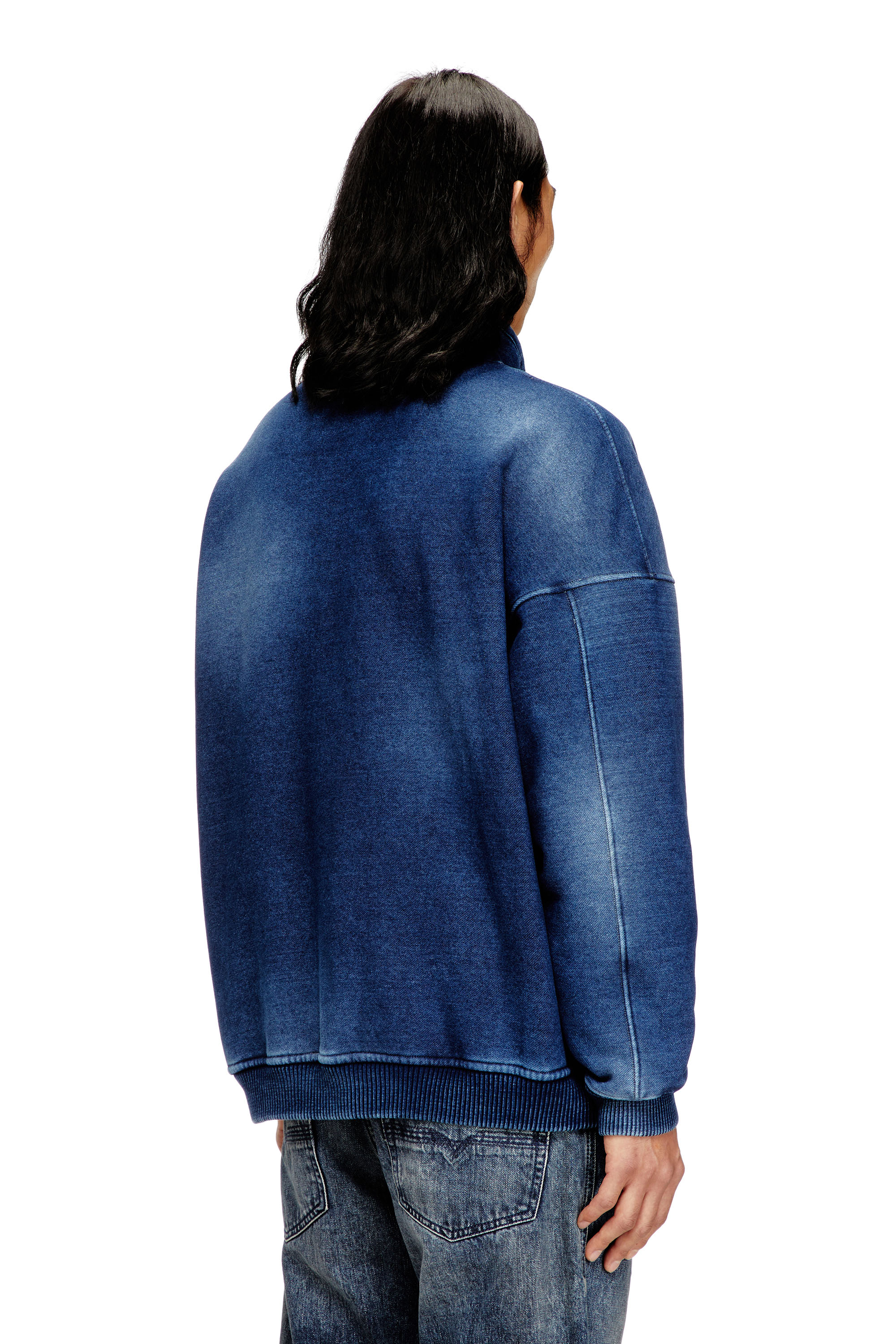 Diesel - S-BATEL-V1, Man's Teddy-lined zip jacket with denim effect in Blue - 4