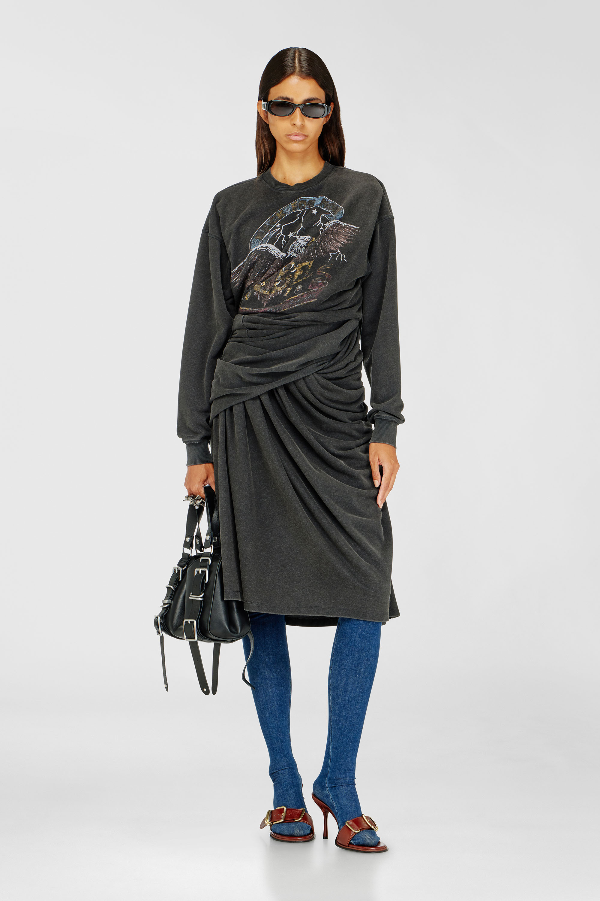 Diesel - D-NENCY, Woman's Sweatshirt dress with concert graphics in null - 2