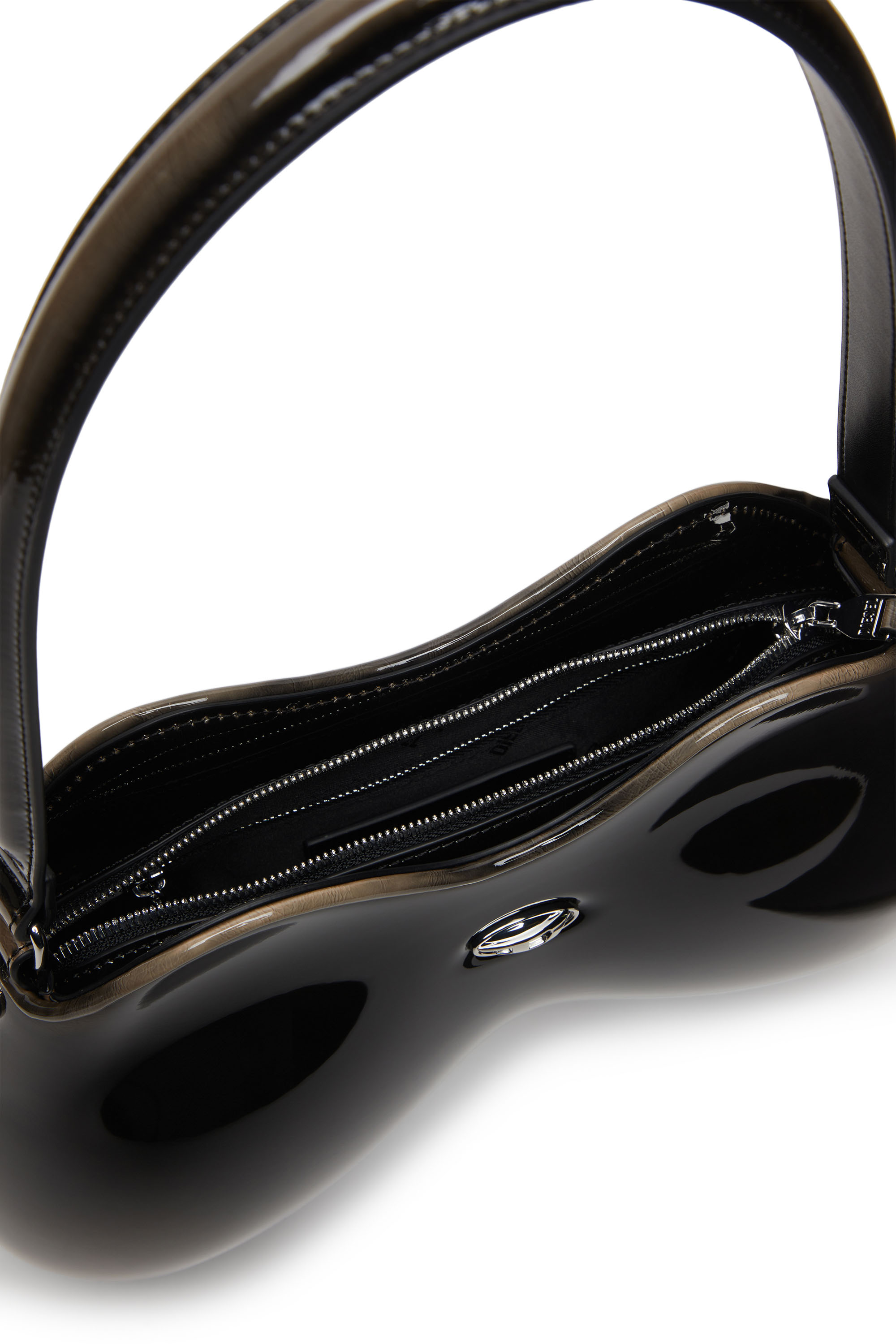 Diesel - DOUBLE-D SHOULDER, Woman's Double-D-Rigid shoulder bag in dégradé glossy PU in Black/Bronze - 4