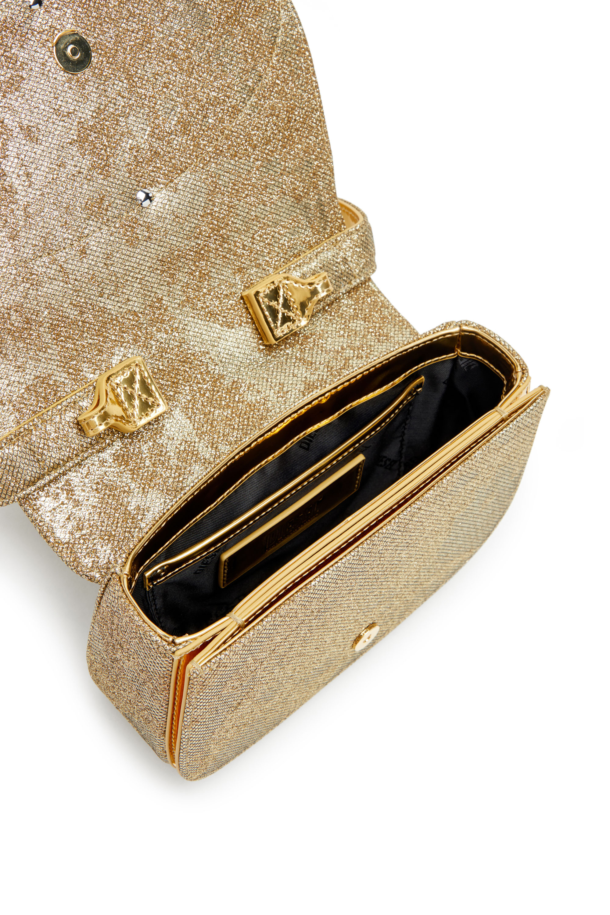 Diesel - 1DR, Woman's 1DR-Iconic 1DR bag in glitter-camo Lurex in Gold - 4