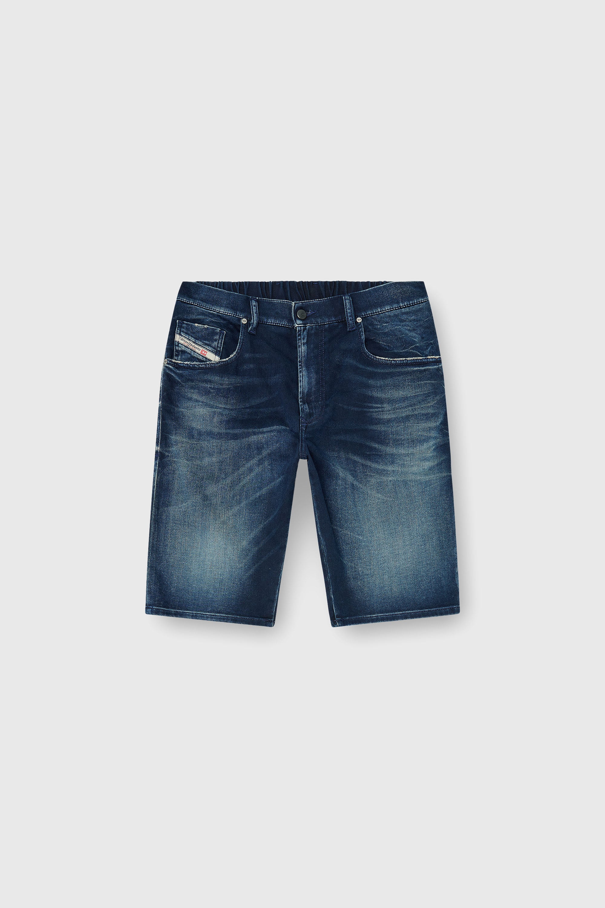 Diesel - 2033 D-KROOLEY-SHORT-BW JOGG, Man's Chino shorts in shaded JoggJeans in Dark Blue - 2