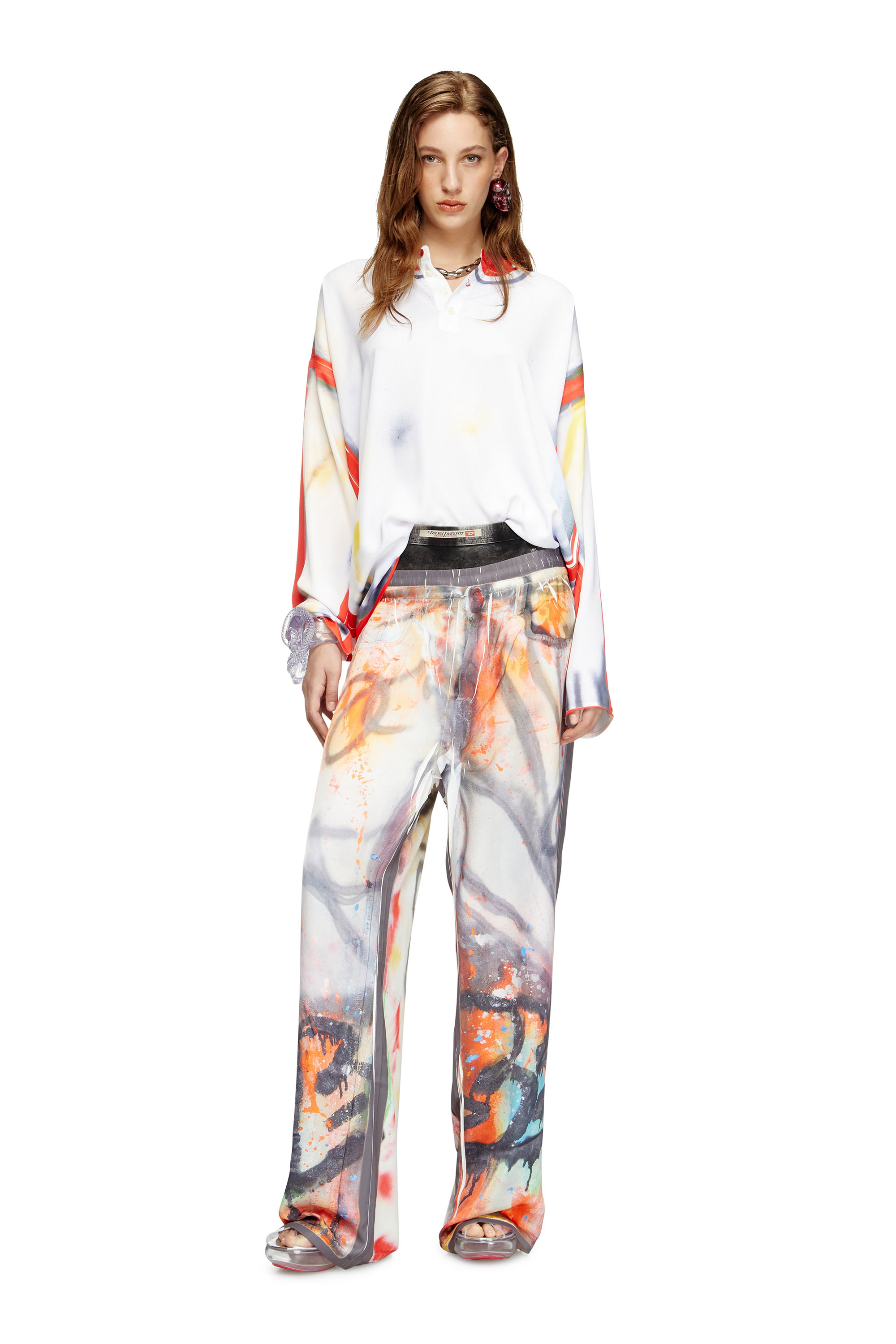 Diesel - T-OLAVI-A-SER-GRAFFITI-USA, Unisex's Henley top with graffiti print in Red/White - 6