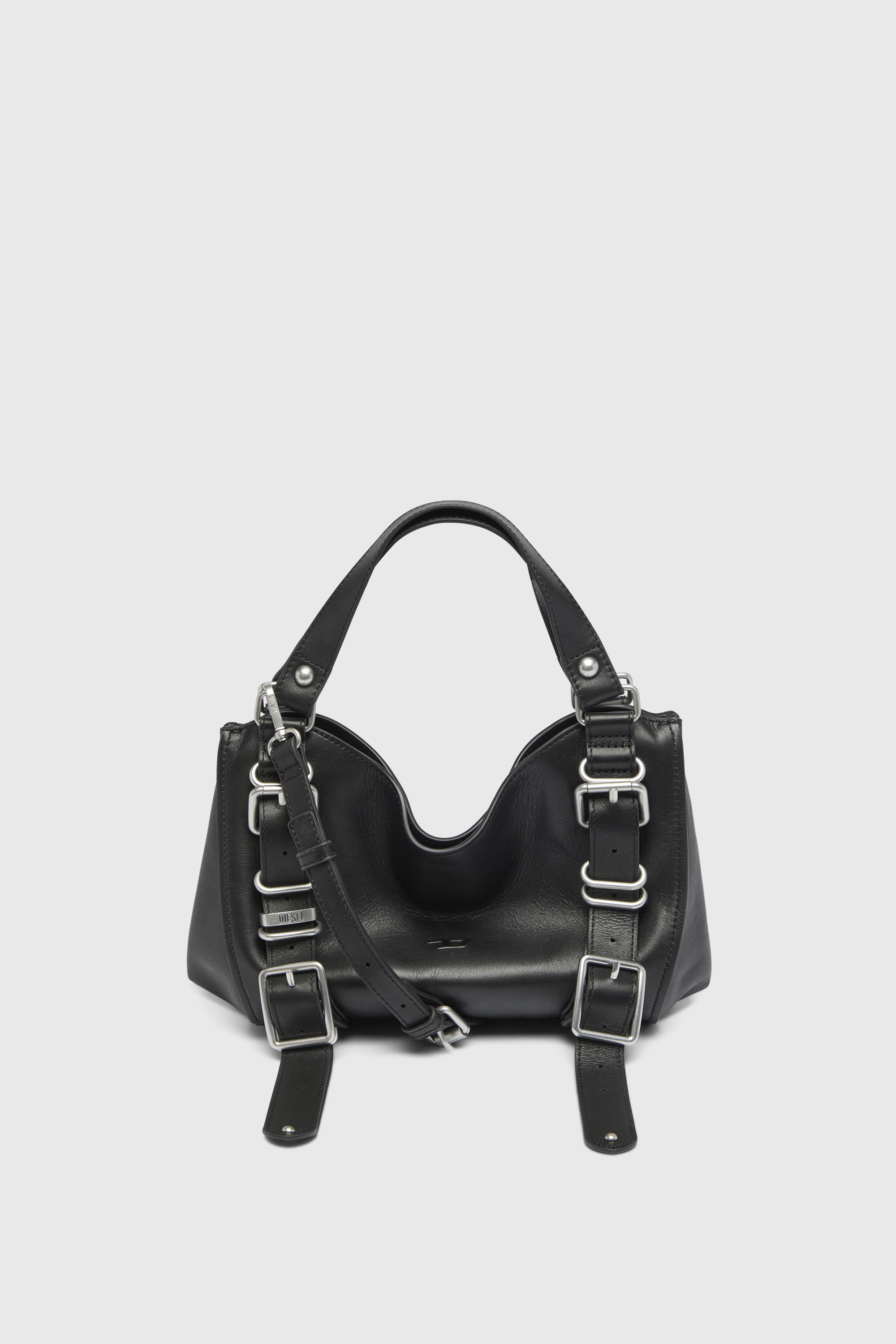 Diesel - D-ONE TOPHANDLE S, Woman's D-One-Small top-handle bag in treated leather in Black - 1