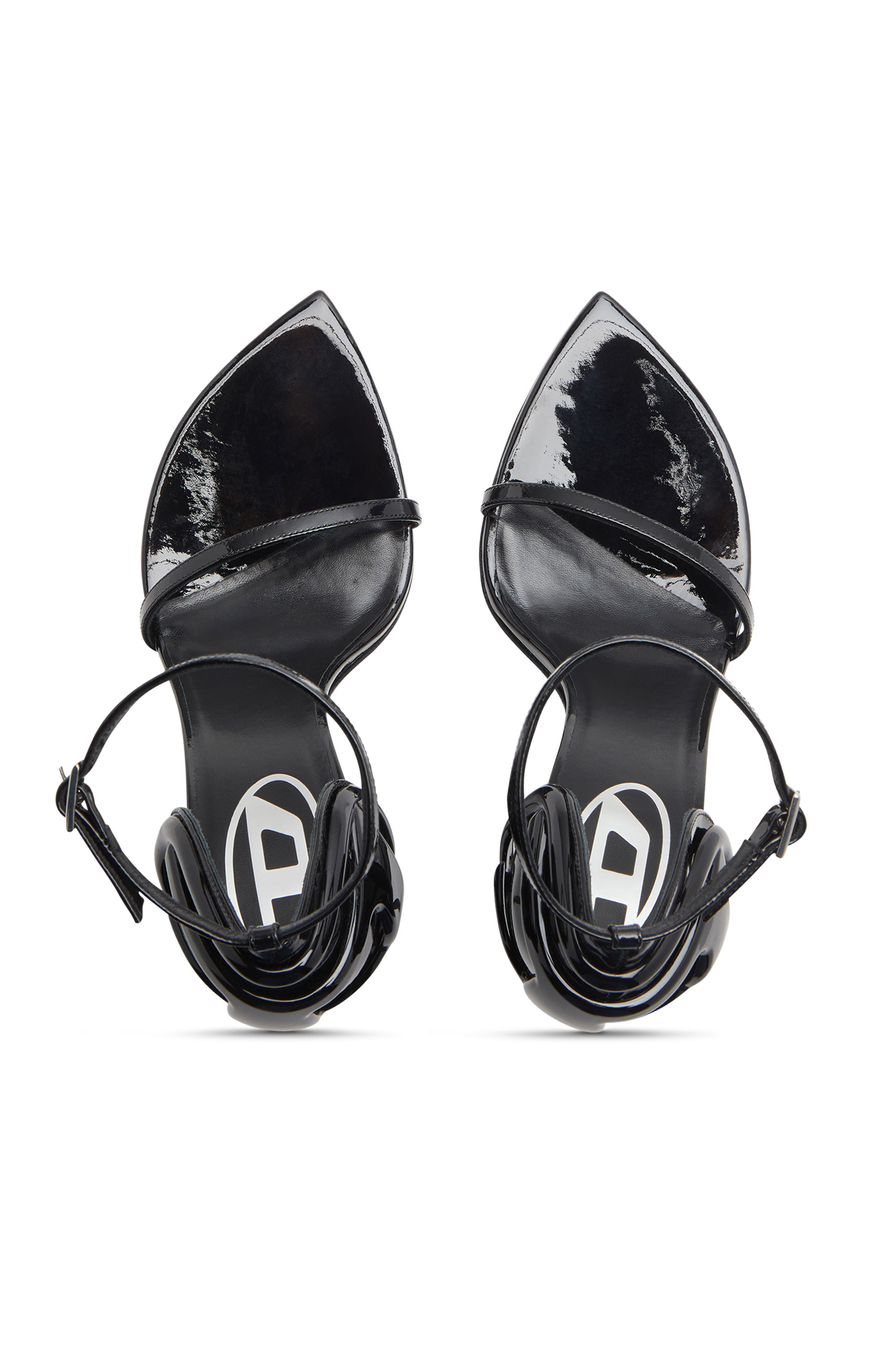 Diesel - D-TEN&HALF SANDAL, Woman's D-Ten&Half-Stiletto sandals in patent leather and satin in Black - 4