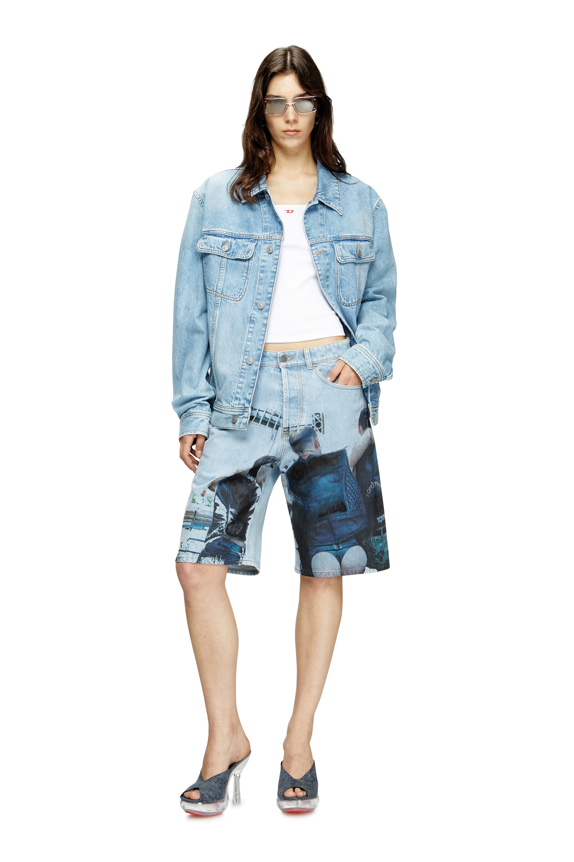 Diesel - PR-D-RIXFORD-S, Unisex's Denim shorts with faded print in Light Blue - 4