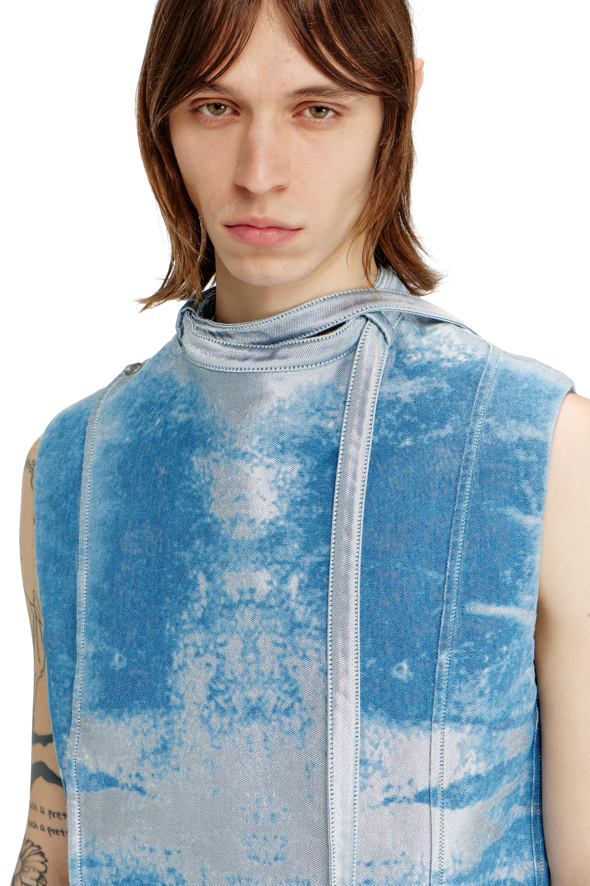 Diesel - D-LORMIL-FSI, Man's Sleeveless vest in coloured satin denim in null - 5