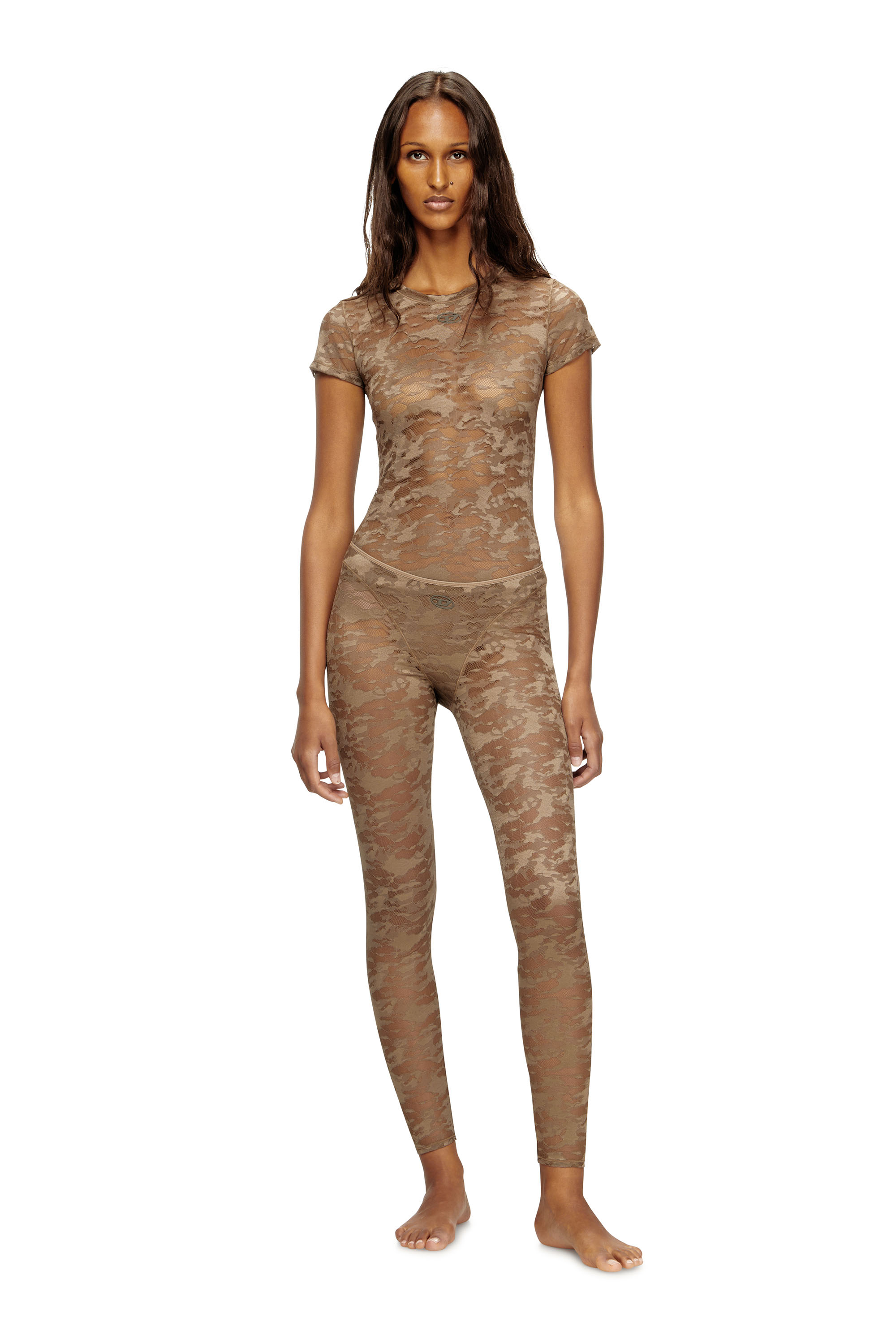 Diesel - CLAIRE-UTLT, Woman's Camo lace leggings in Brown - 2