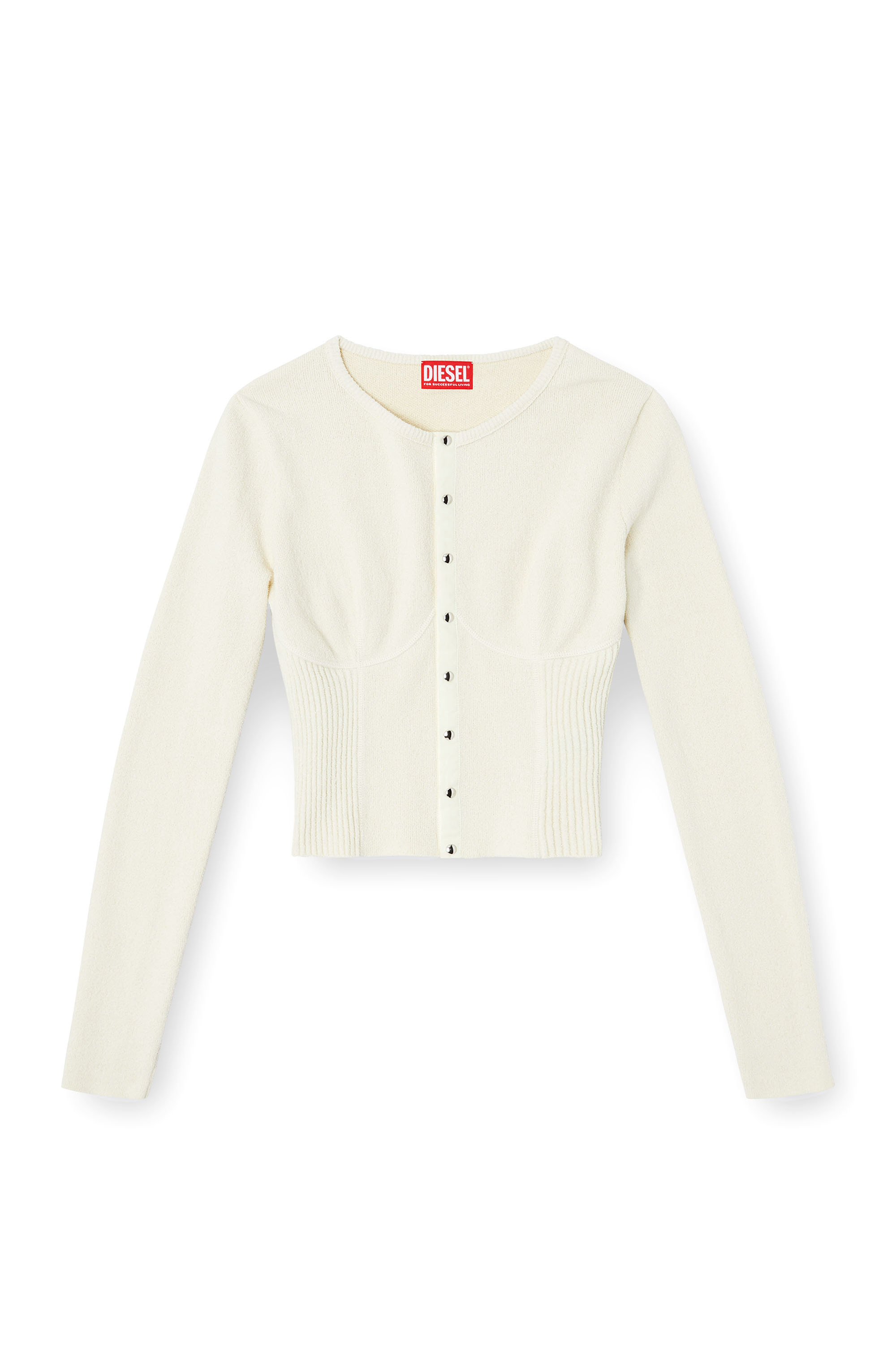 Diesel - M-LESTA, Woman's Bustier-effect cropped cardigan in White - 3