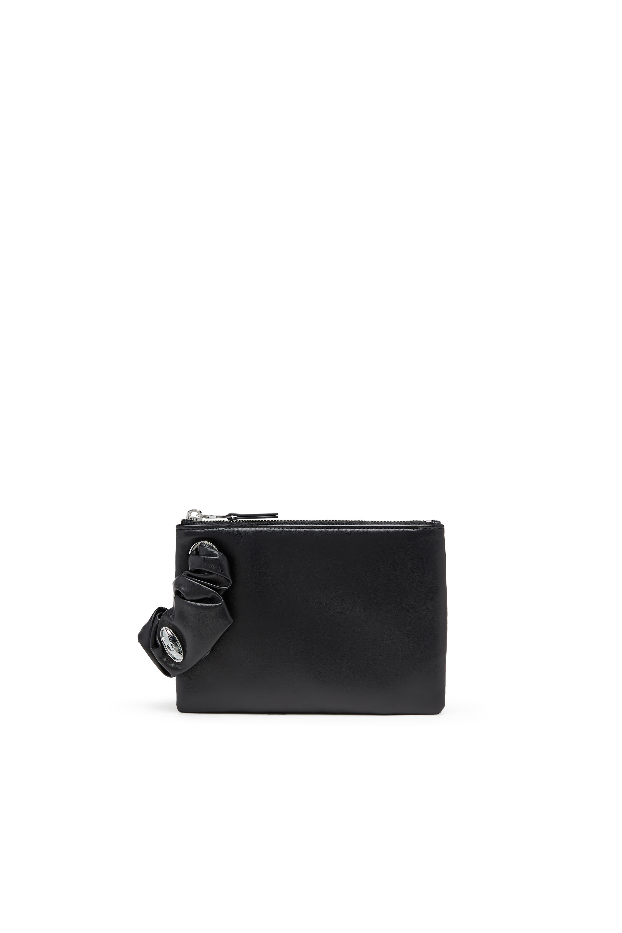Diesel - GRAB-D POUCH, Woman's Zip pouch with scrunchie-style wristlet in Black - 1