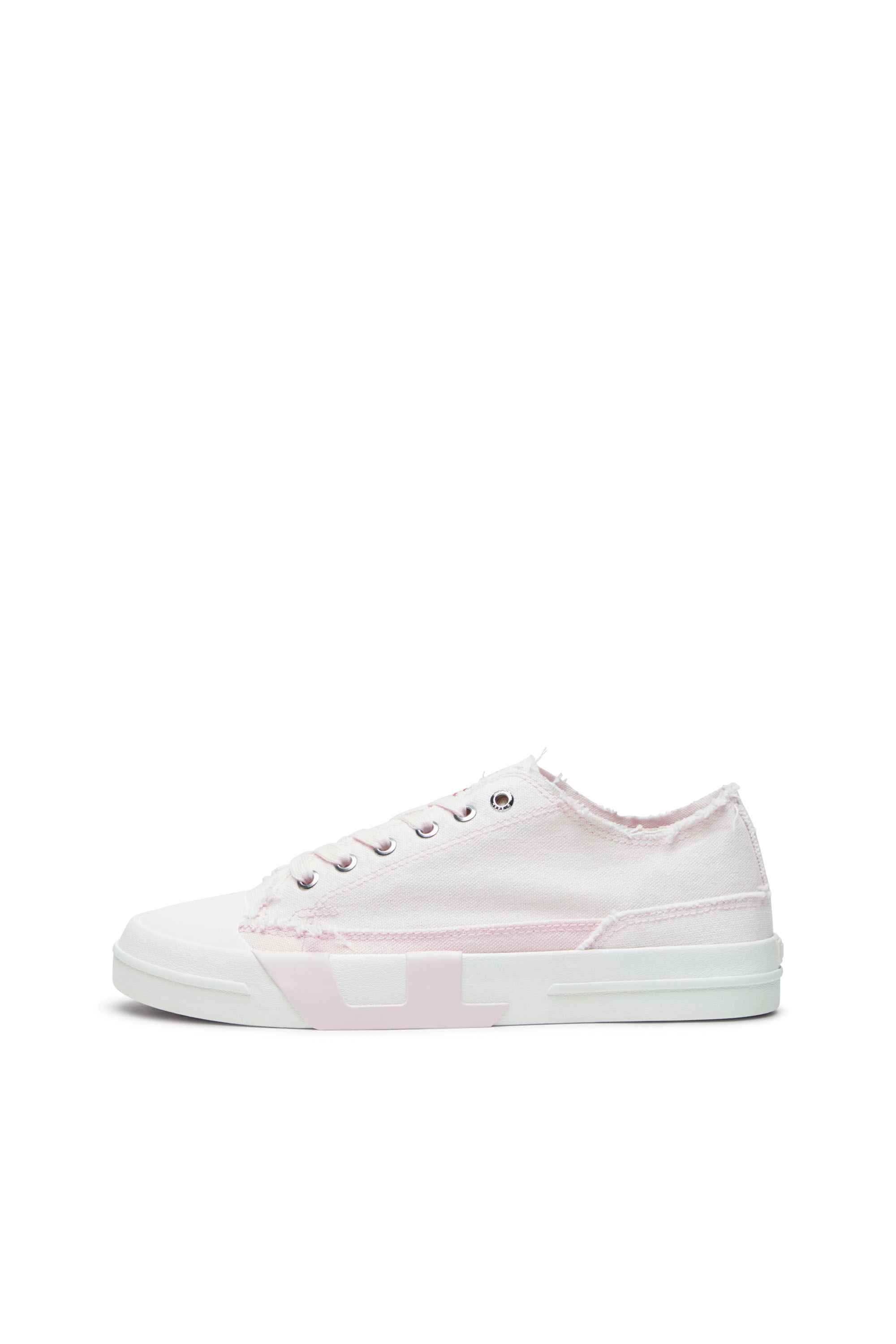 Diesel - S-D-VERSE LOW W, Woman's S-D-Verse-Sneakers in frayed canvas in Pink/White - 7